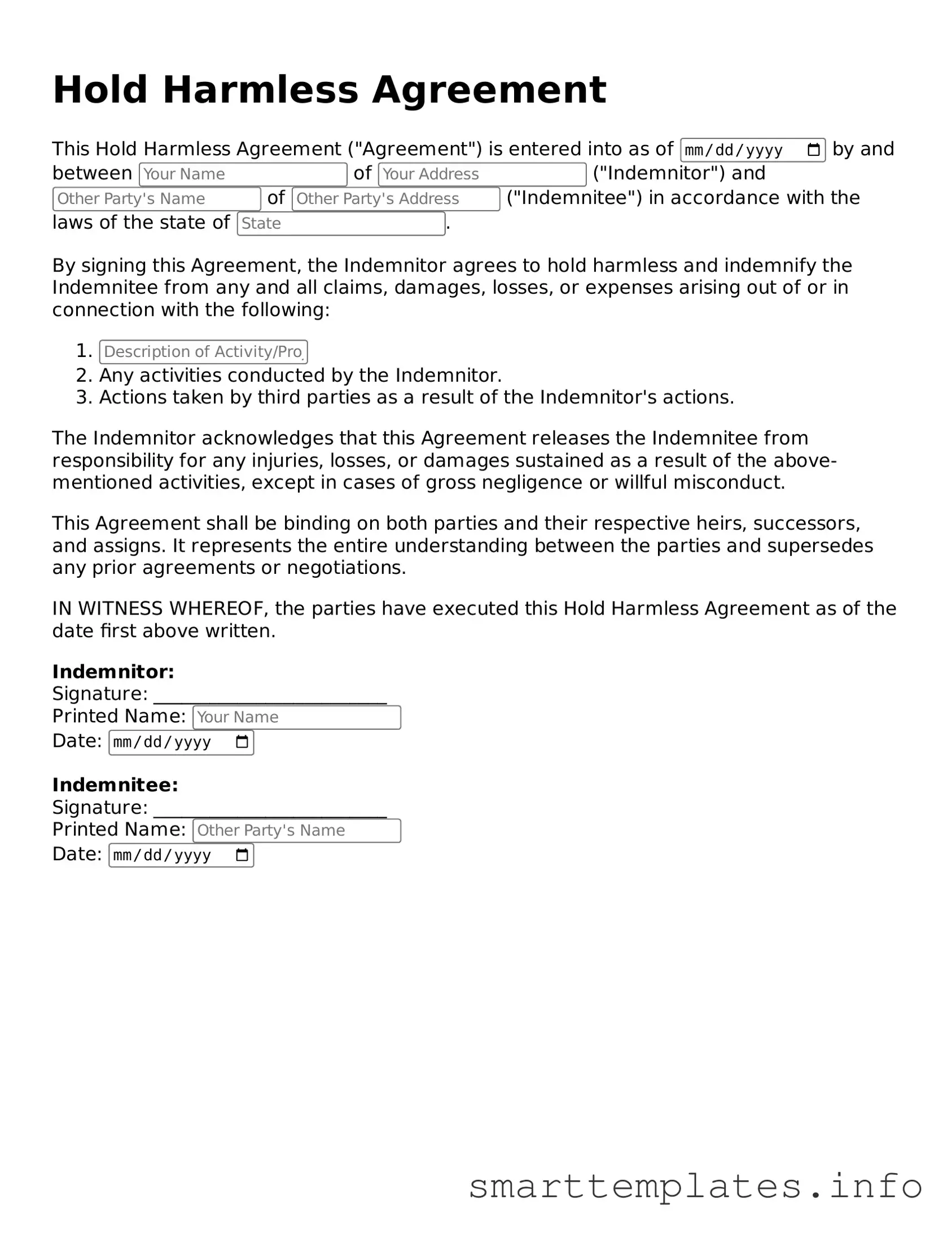 Attorney-Approved Hold Harmless Agreement Template