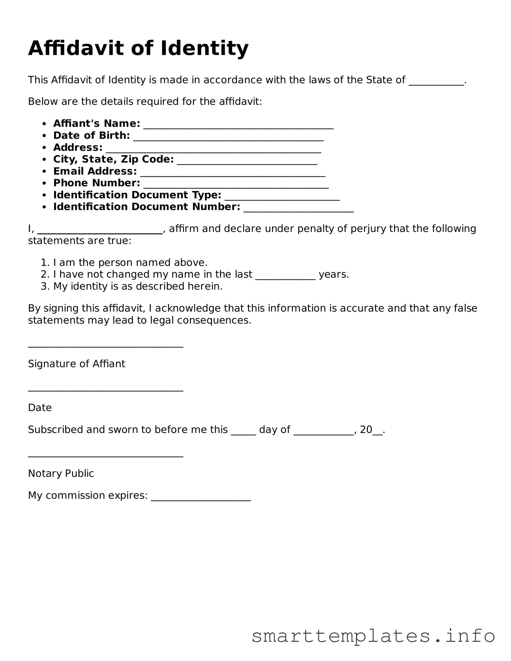 Attorney-Approved Affidavit of Identity Template