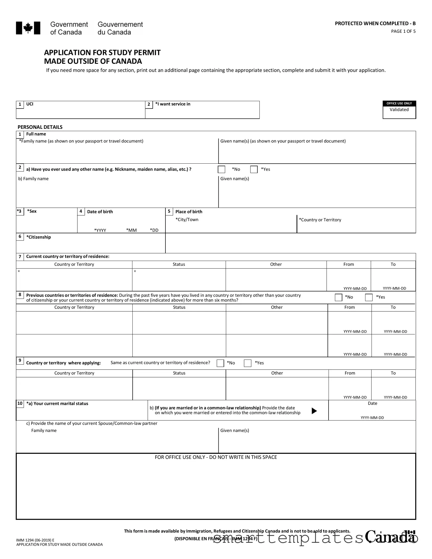 Fill in a Valid Imm 1294 Form