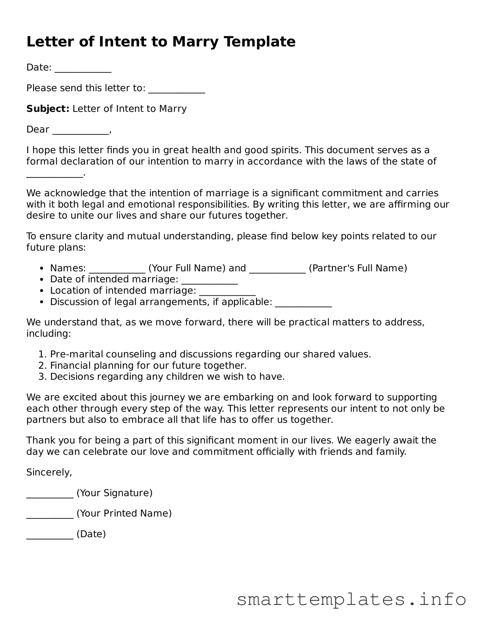 Attorney-Approved Letter of Intent to Marry Template