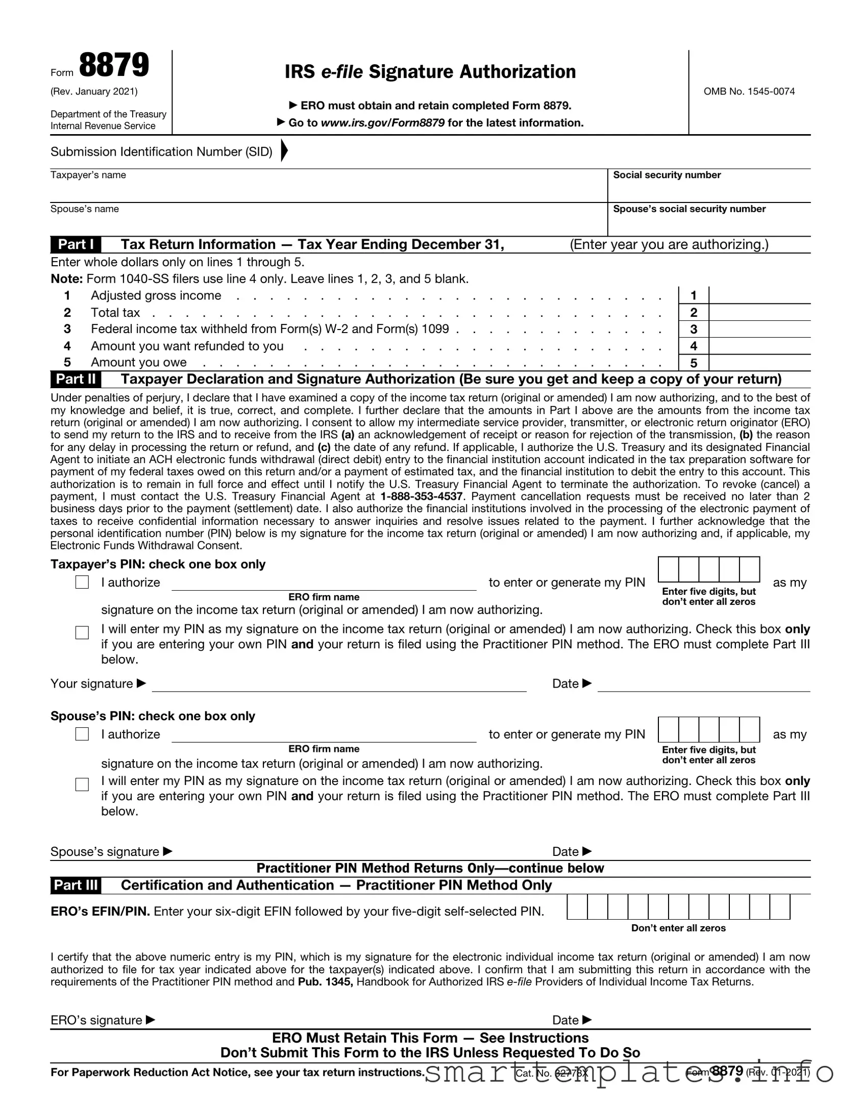 Fill in a Valid IRS 8879 Form