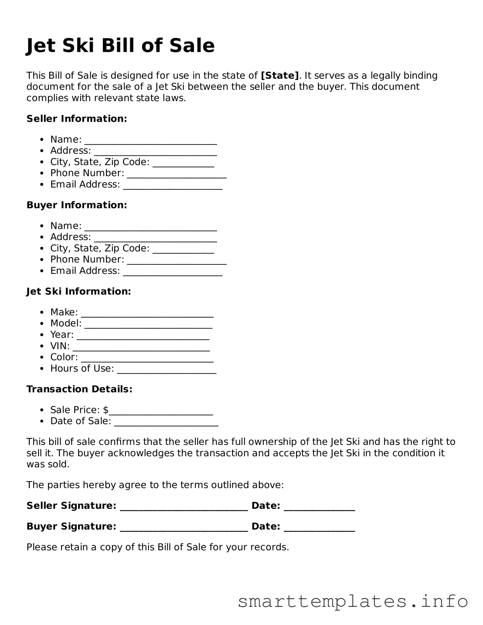 Attorney-Approved Jet Ski Bill of Sale Template