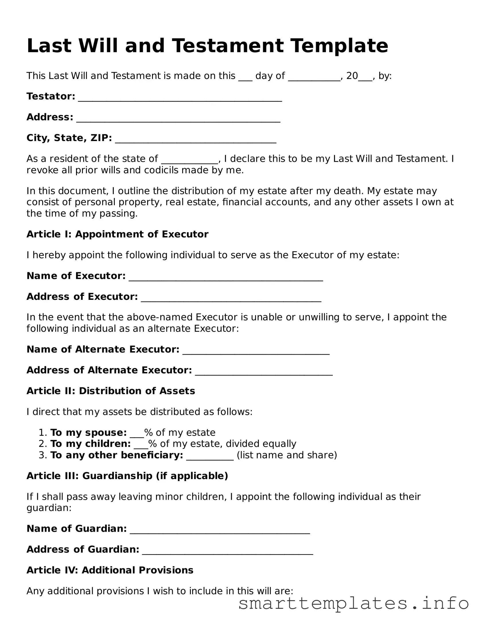 Attorney-Approved Last Will and Testament Template