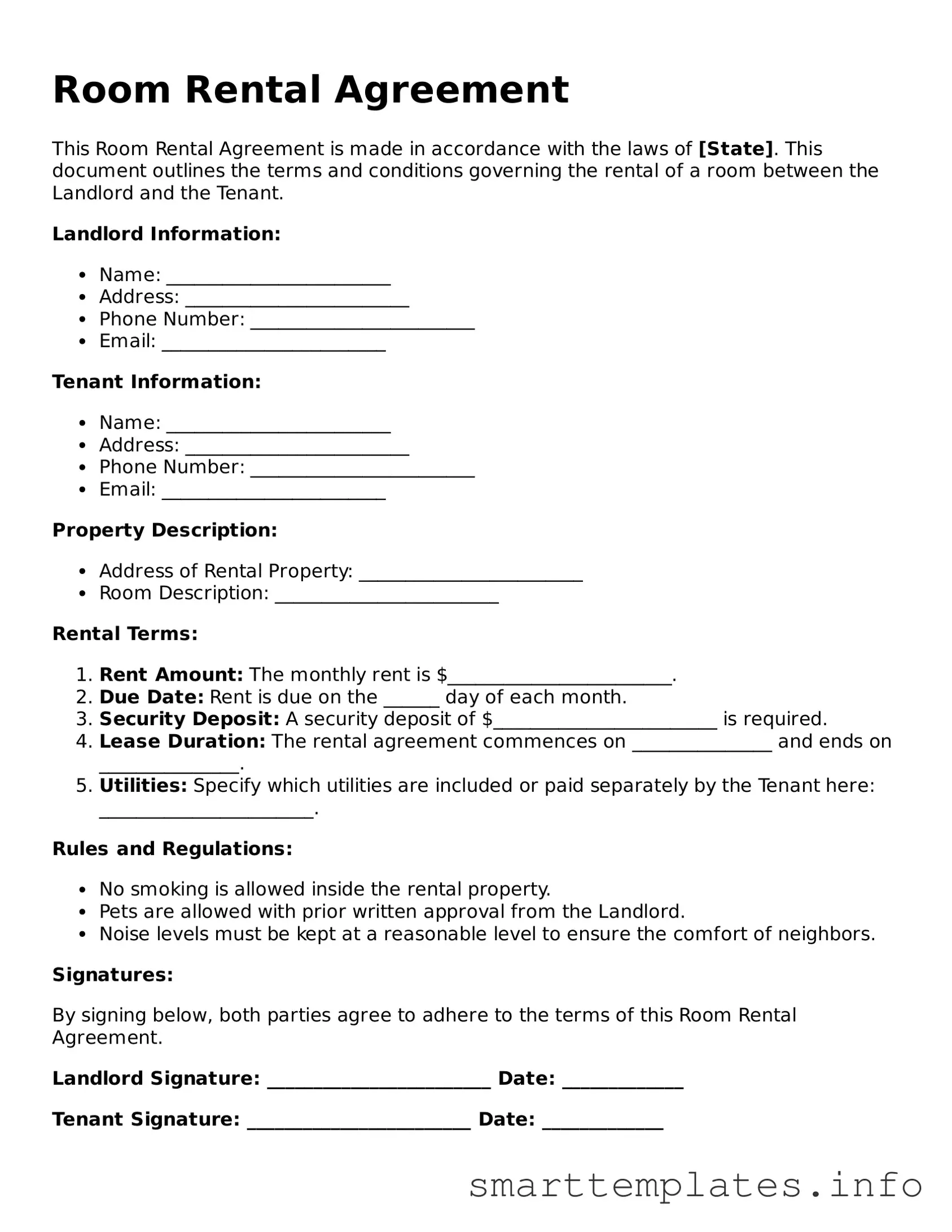 Attorney-Approved Room Rental Agreement Template