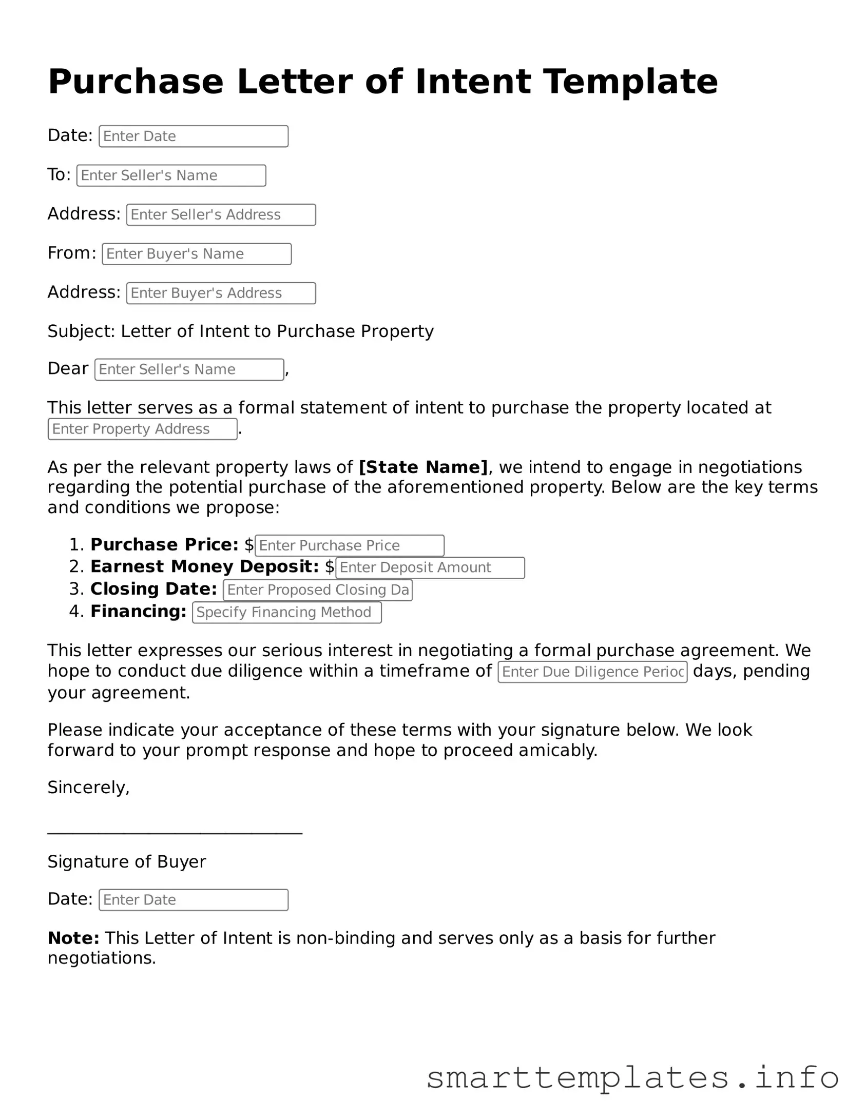 Attorney-Approved Purchase Letter of Intent Template