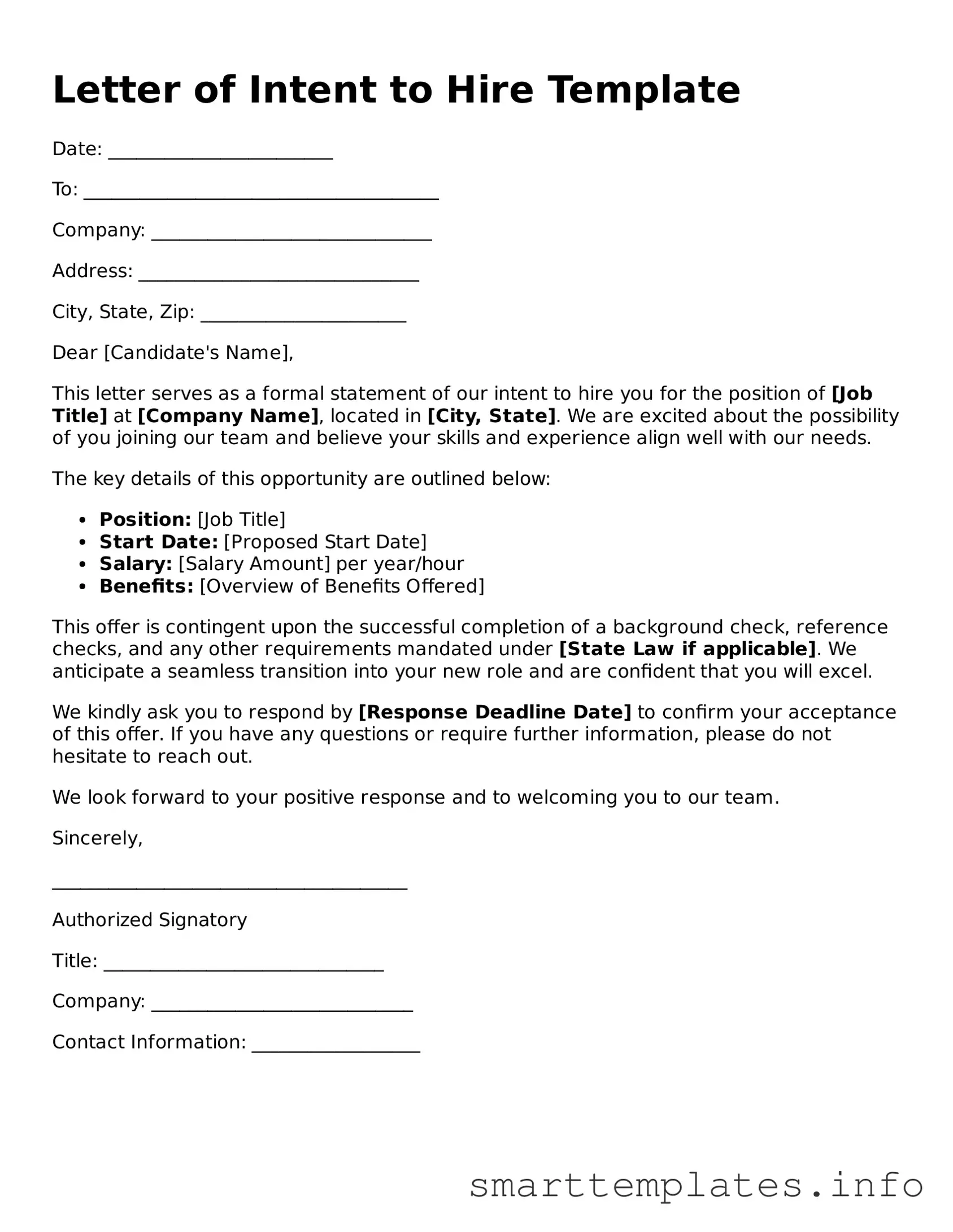 Attorney-Approved Letter of Intent to Hire Template