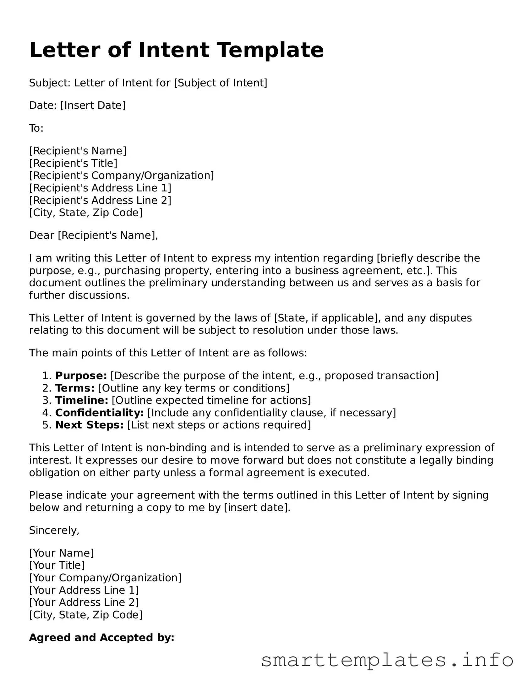 Attorney-Approved Letter of Intent Template