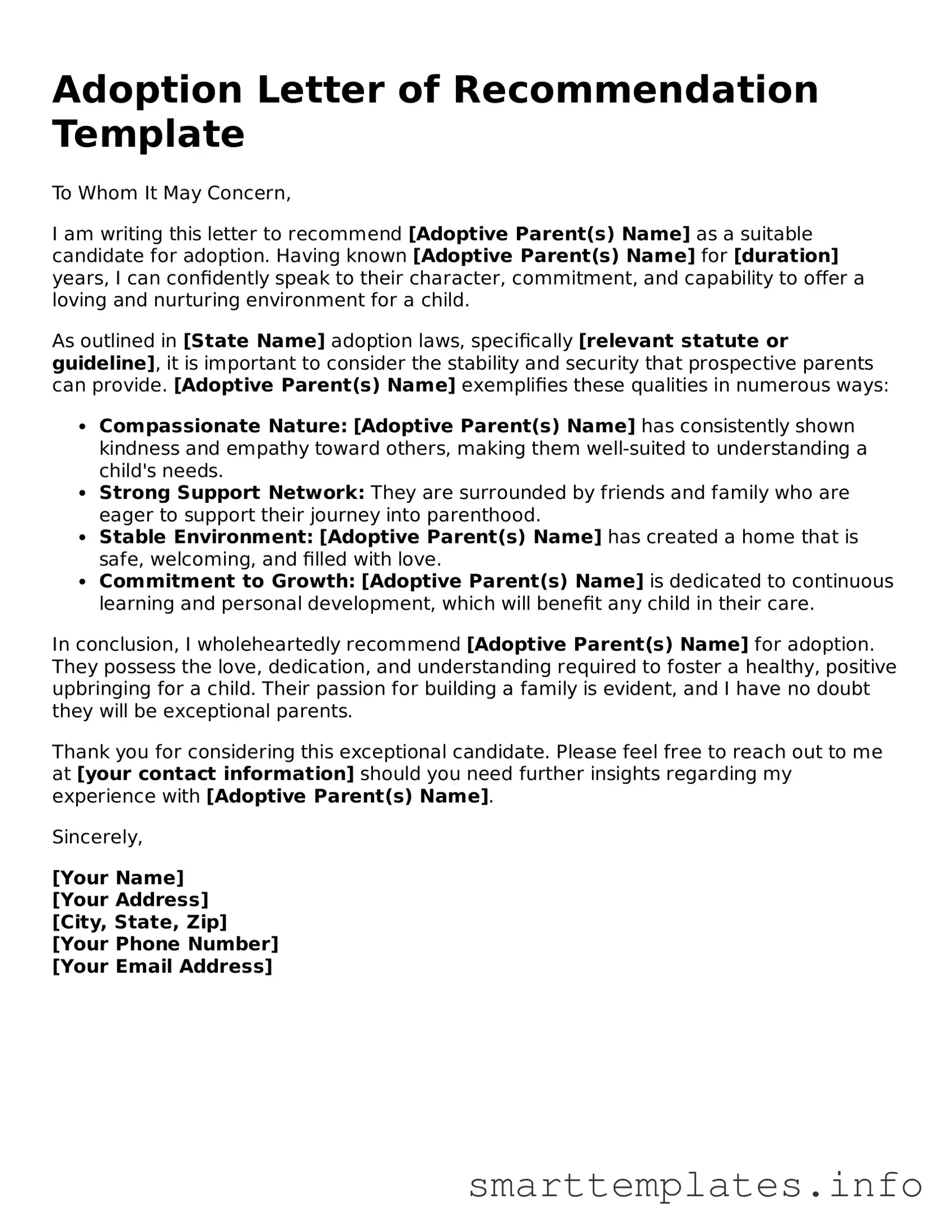 Attorney-Approved Adoption Letter of Recommendation Template
