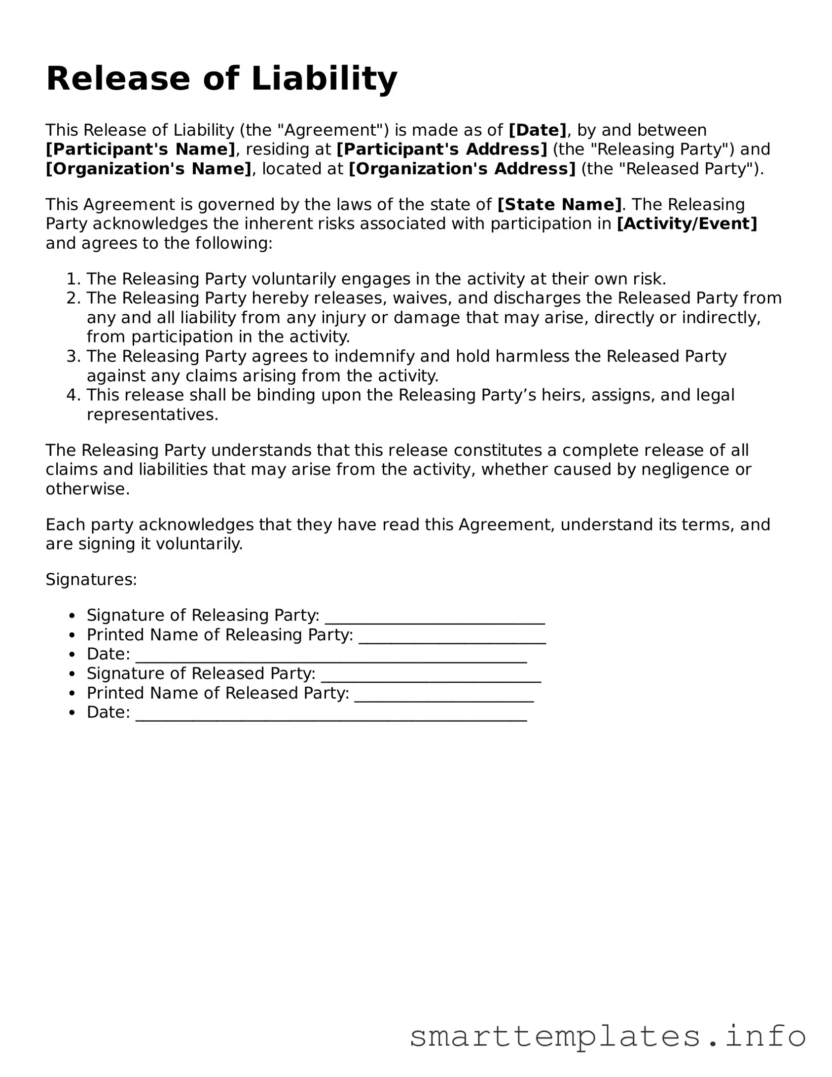 Attorney-Approved Release of Liability Template