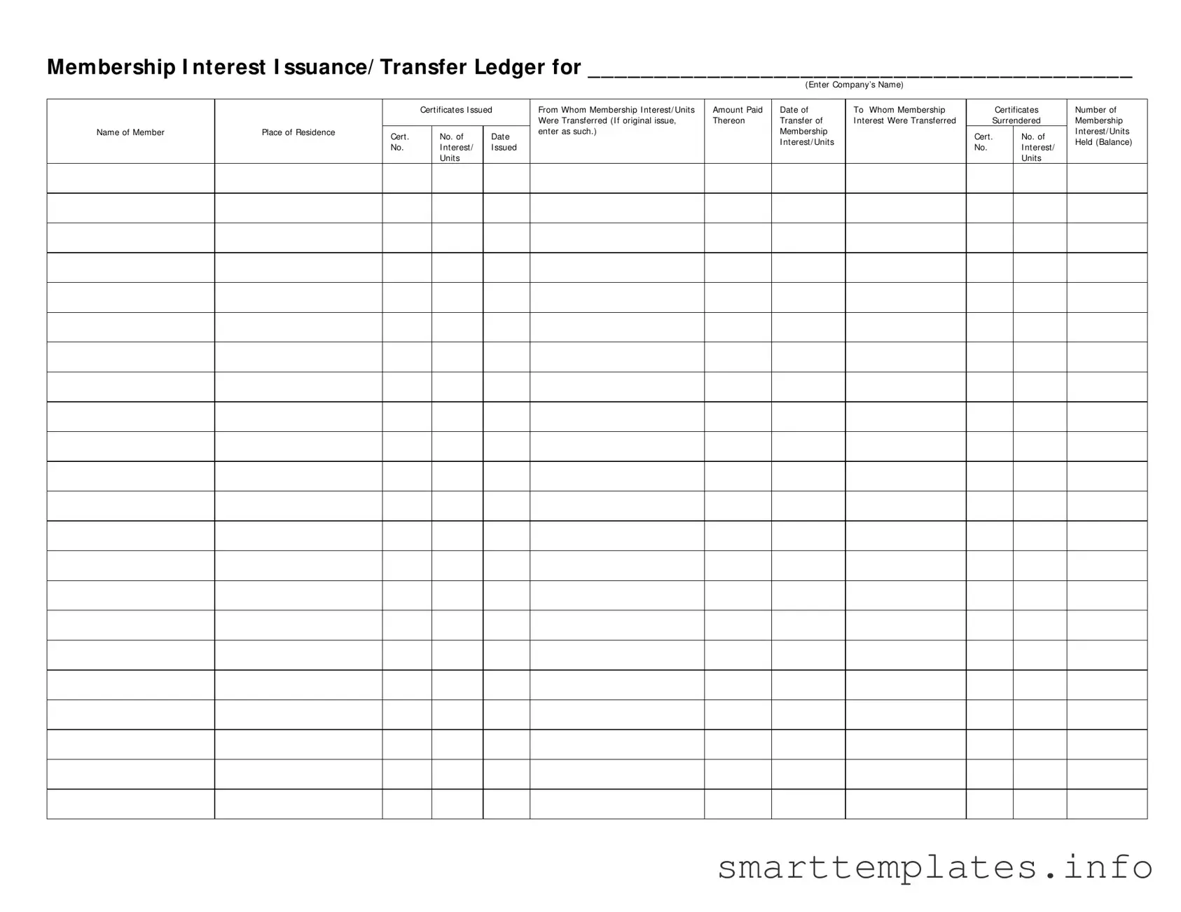 Fill in a Valid Membership Ledger Form