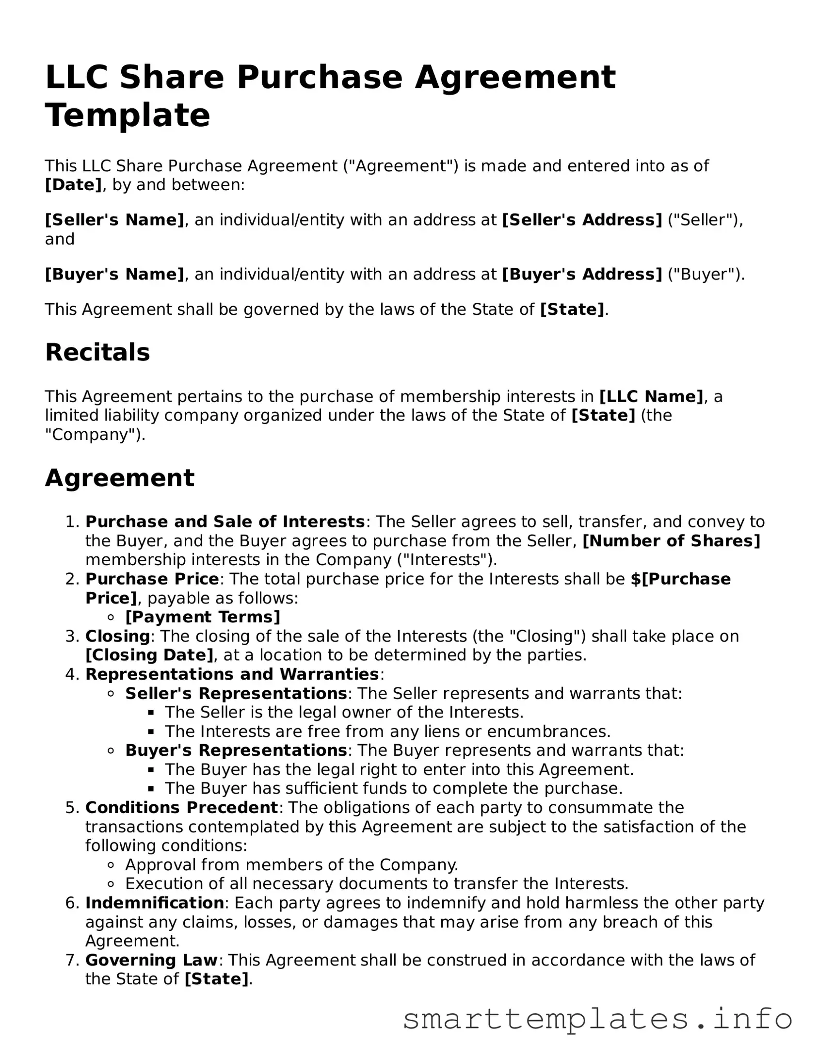 Attorney-Approved LLC Share Purchase Agreement Template
