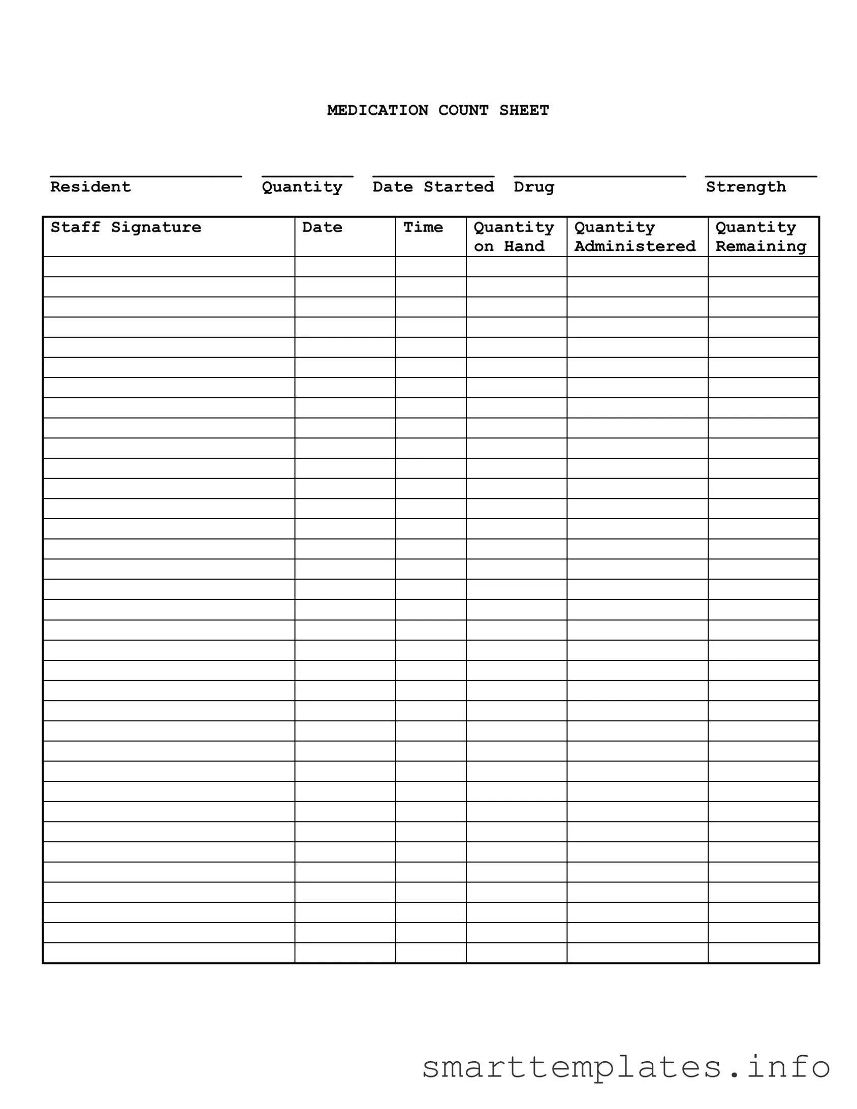 Fill in a Valid Medication Count Sheet Form