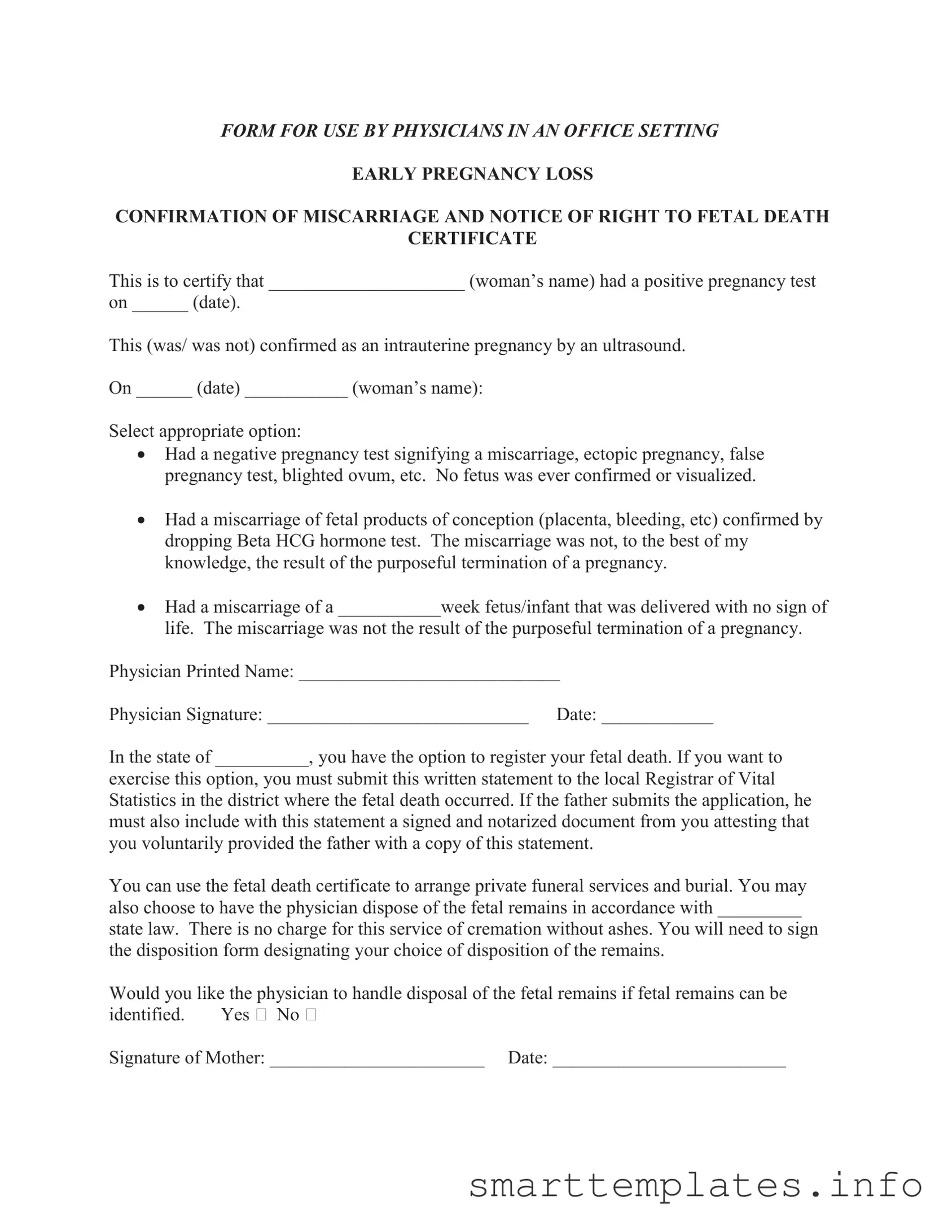 Fill in a Valid Miscarriage Discharge Paper Form