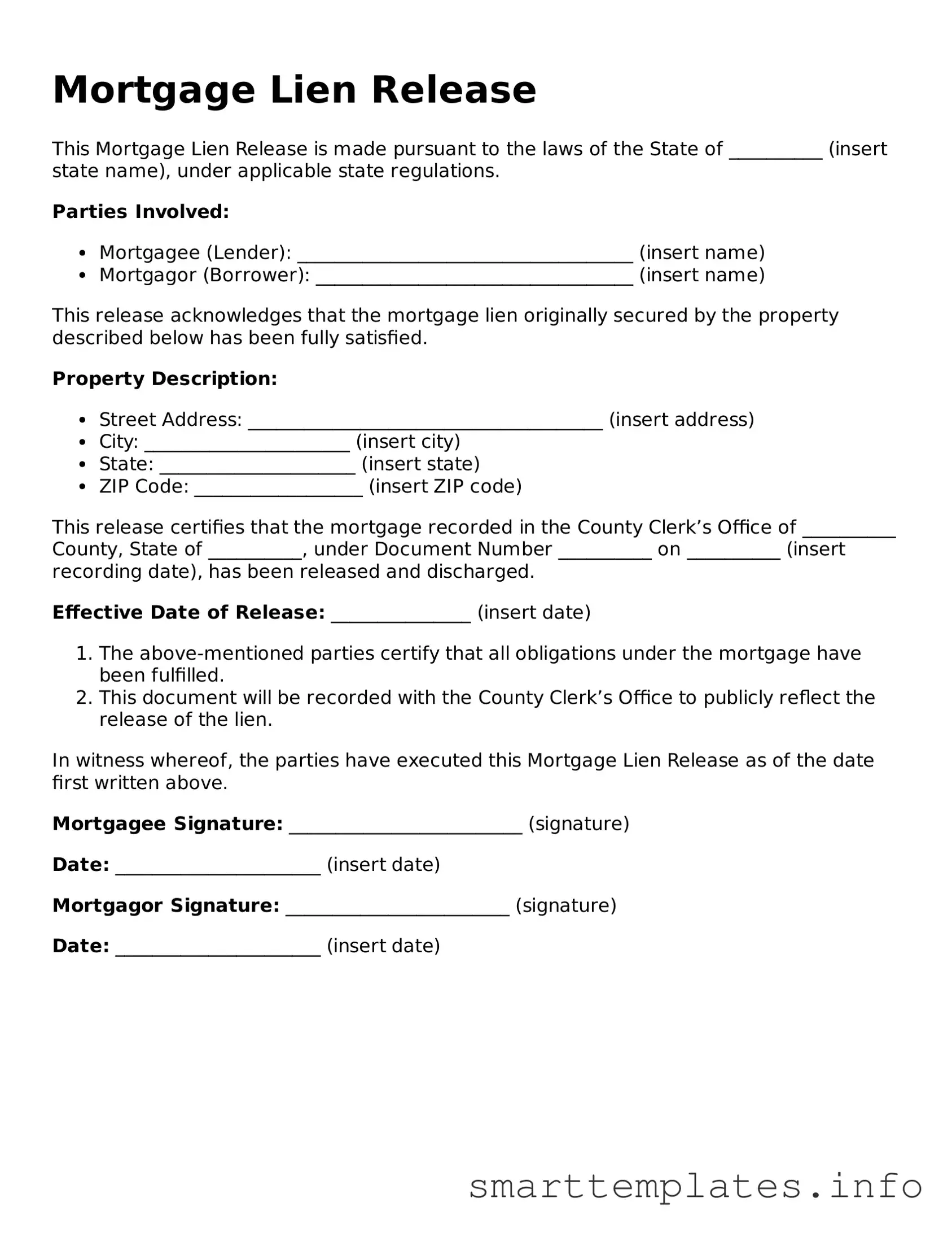 Attorney-Approved Mortgage Lien Release Template