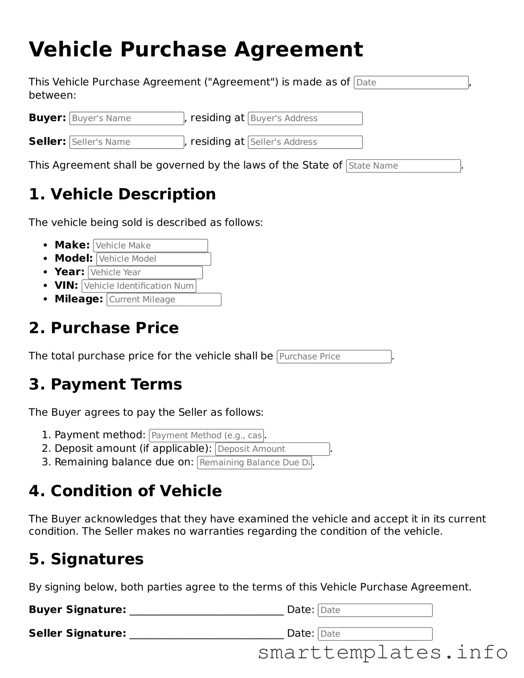 Attorney-Approved Vehicle Purchase Agreement Template