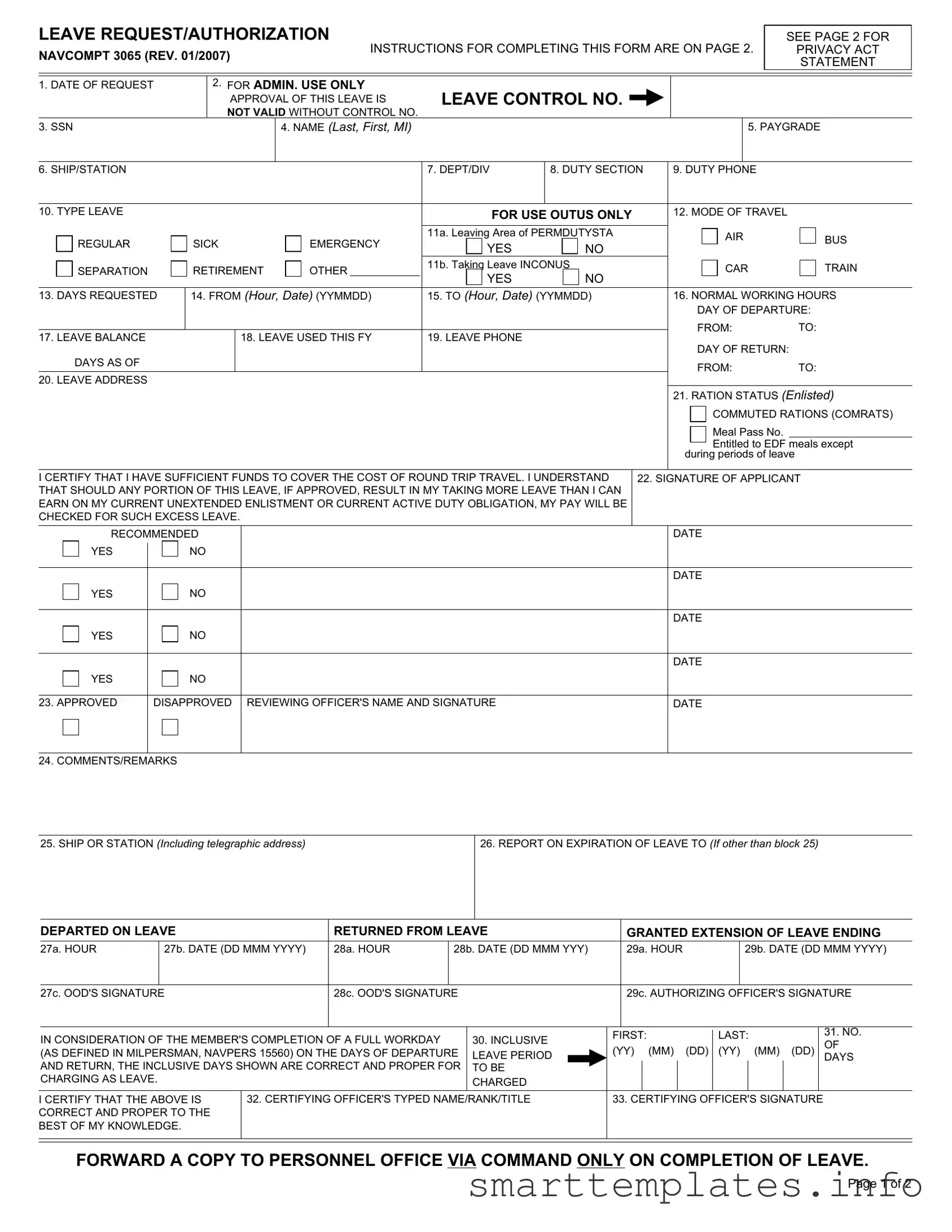 Fill in a Valid Navcompt 3065 Form