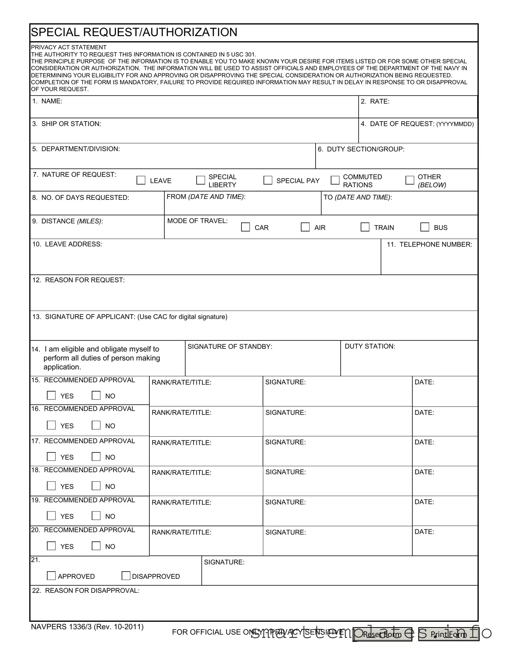 Fill in a Valid Navpers 1336 3 Form