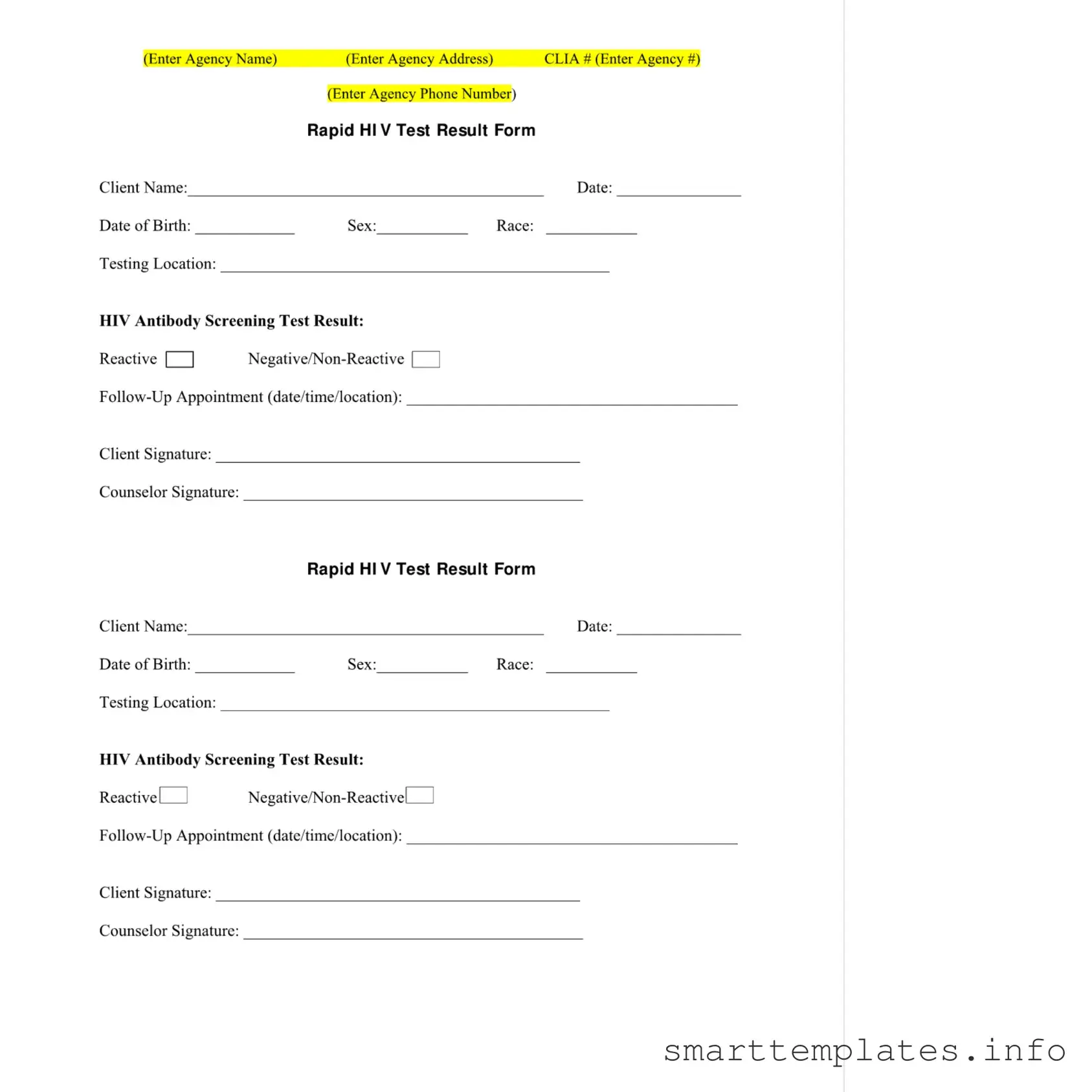 Fill in a Valid Negative Hiv Test Form