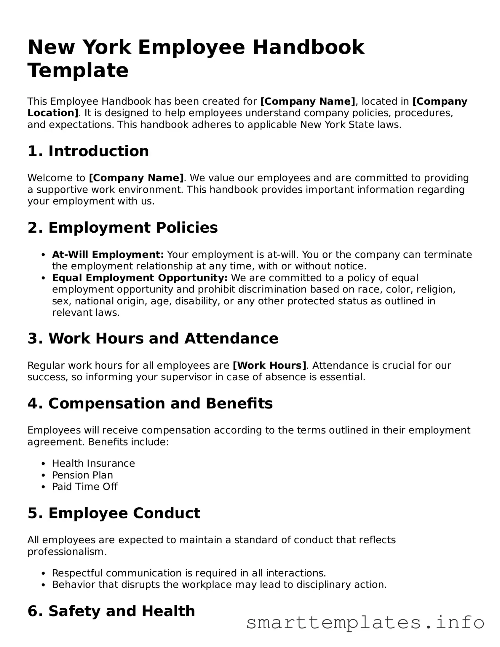 Legal Employee Handbook Template for New York State