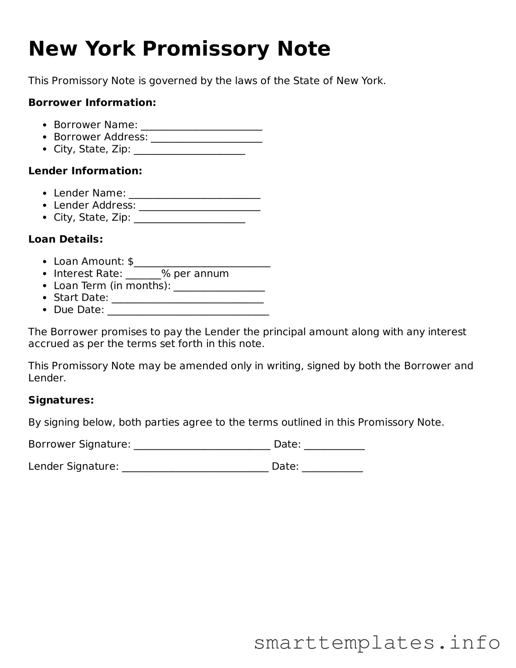 Legal Promissory Note Template for New York State