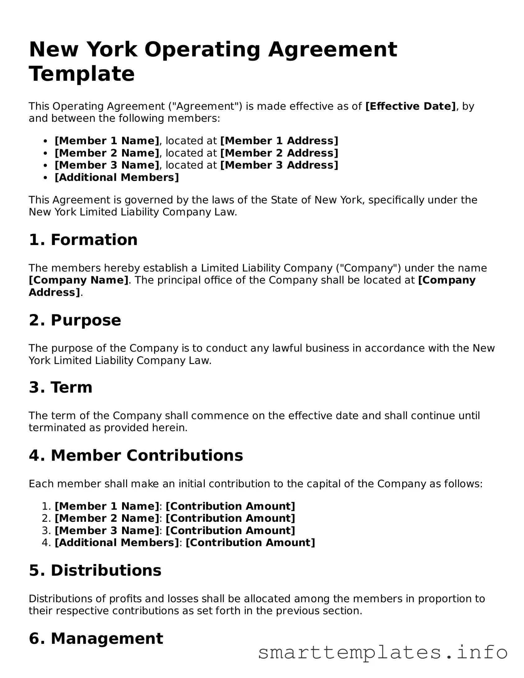 Legal Operating Agreement Template for New York State