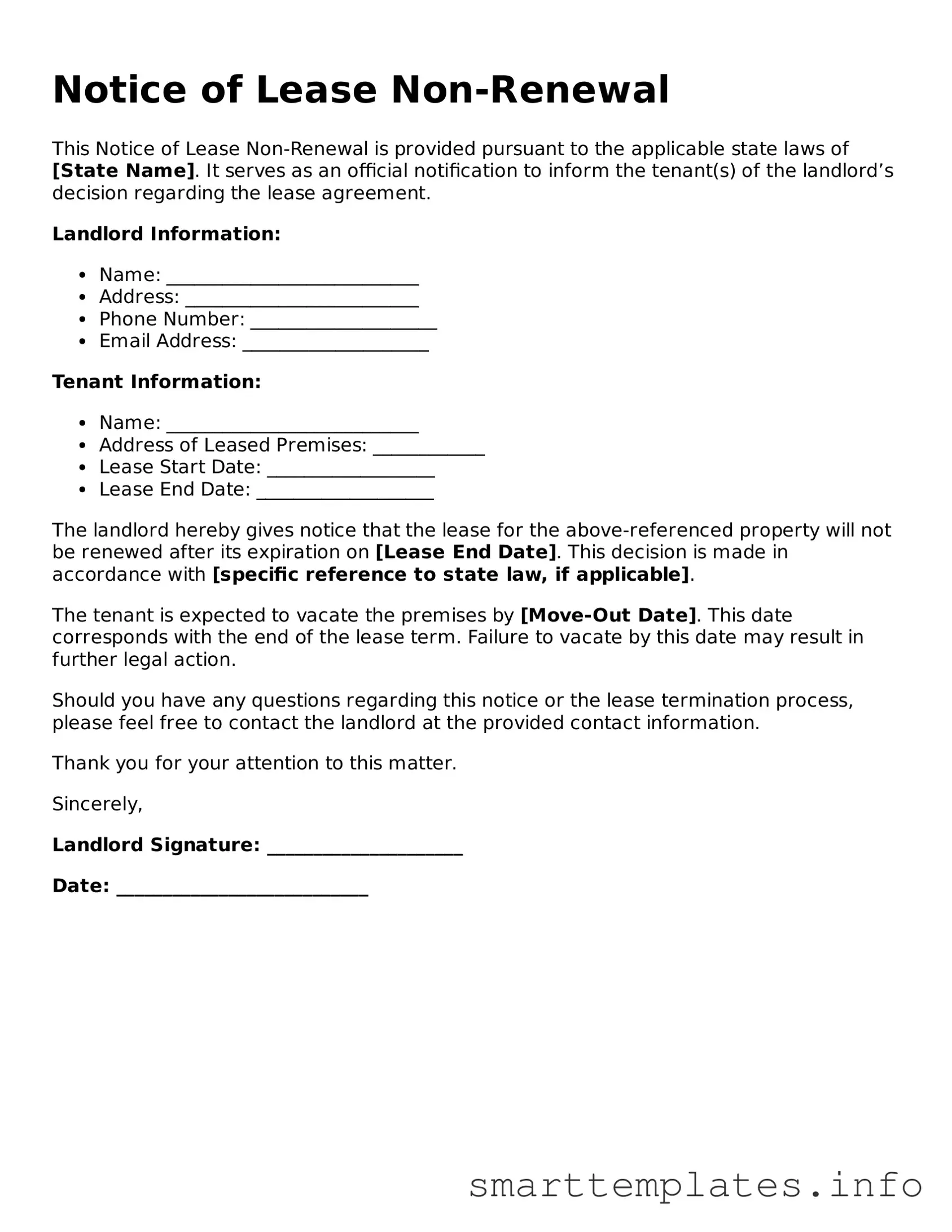 Attorney-Approved Notice of Lease Non-Renewal Template