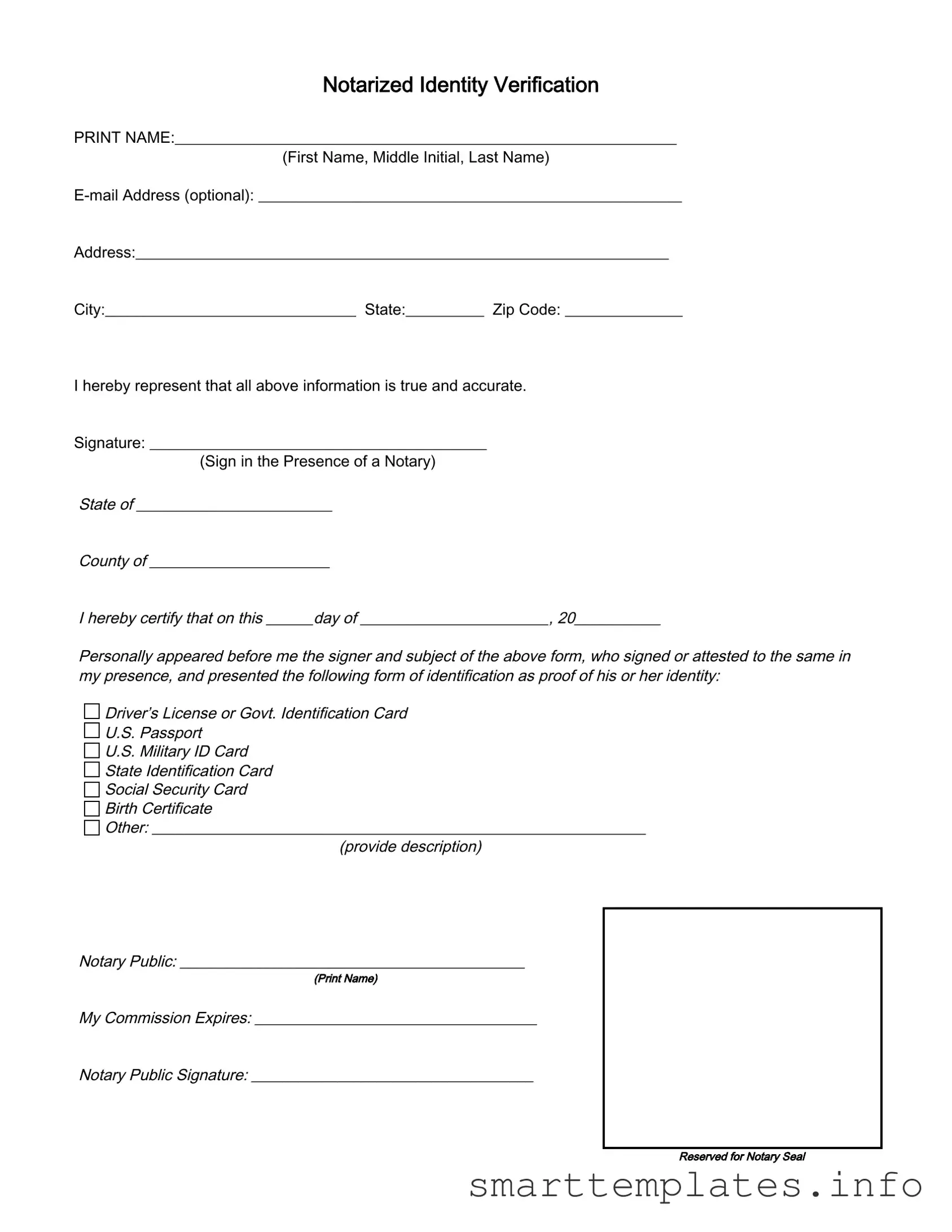 Fill in a Valid Notarized Identity Verification Form