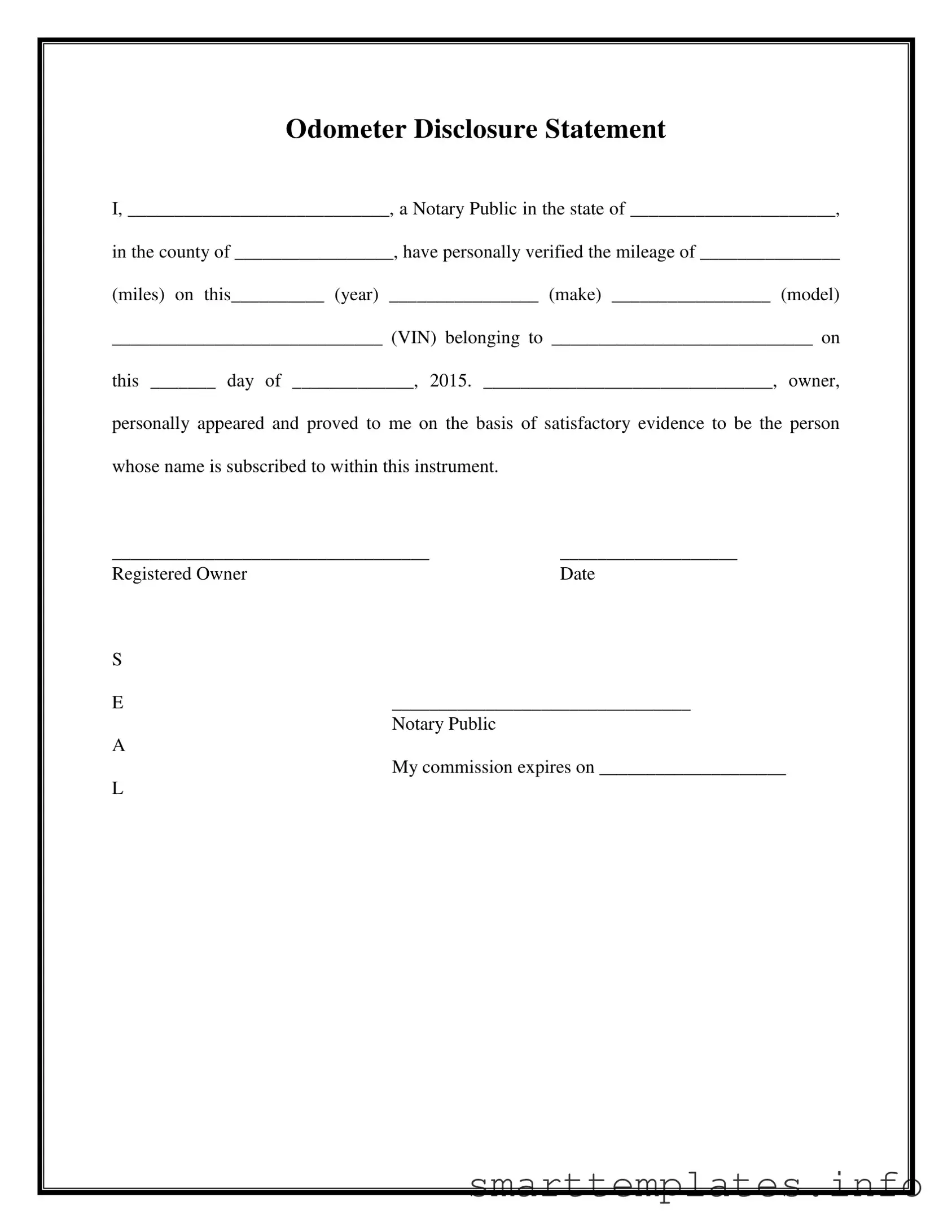 Fill in a Valid Notarized Odometer Statement Form