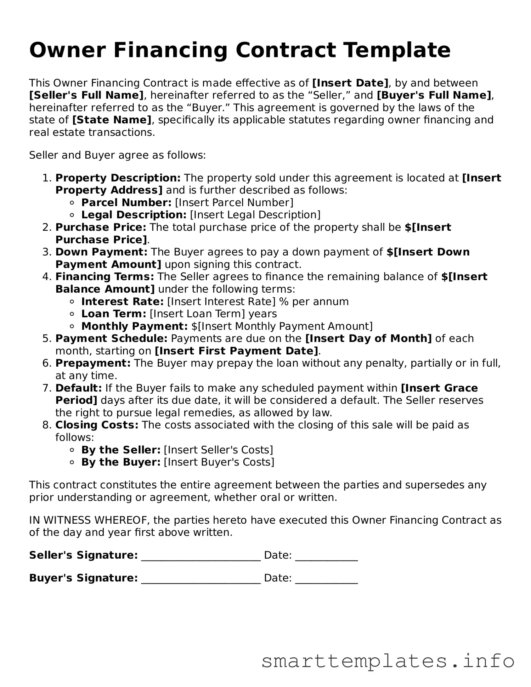 Attorney-Approved Owner Financing Contract Template