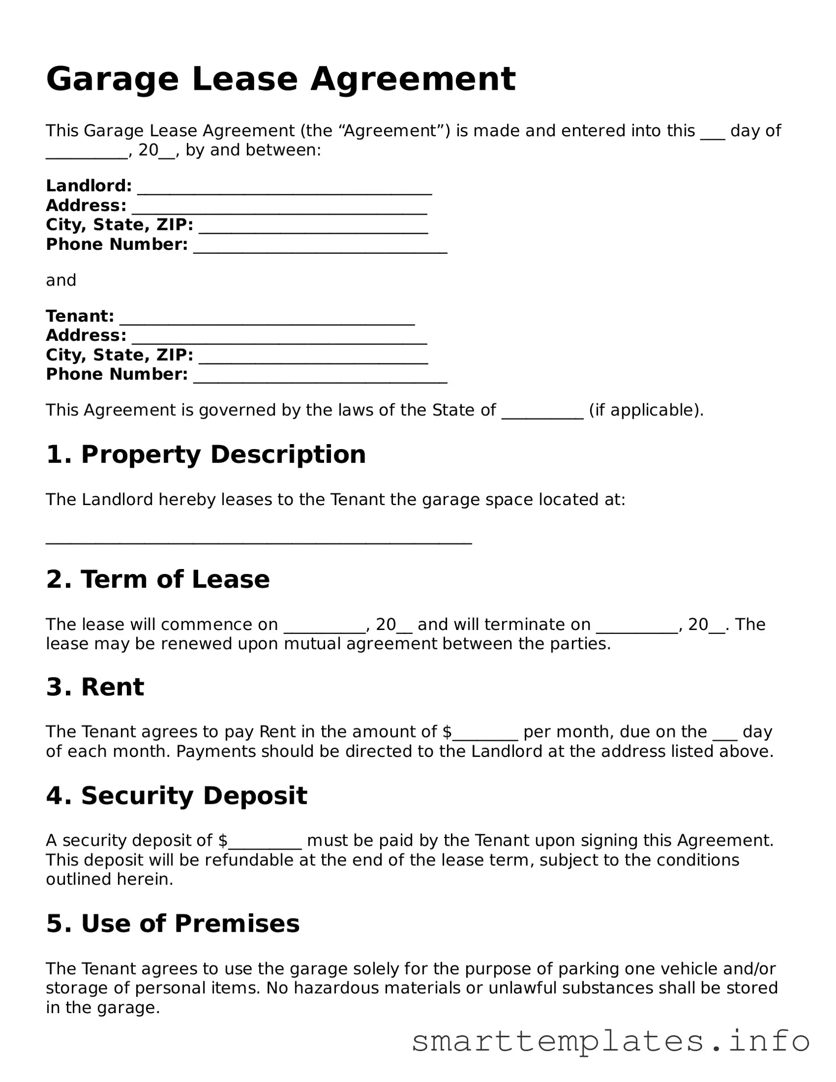 Attorney-Approved Garage Lease Agreement Template