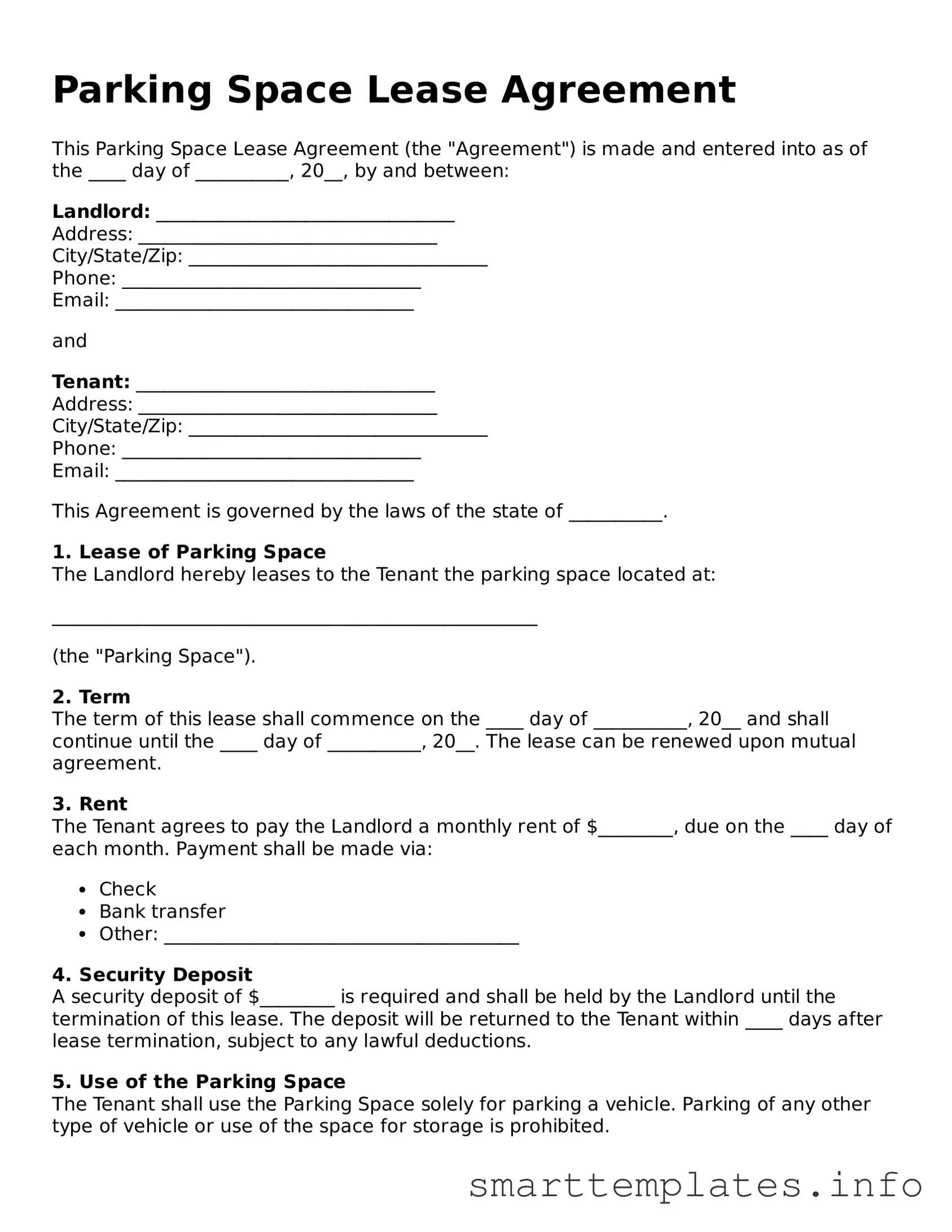 Attorney-Approved Parking Space Lease Agreement Template