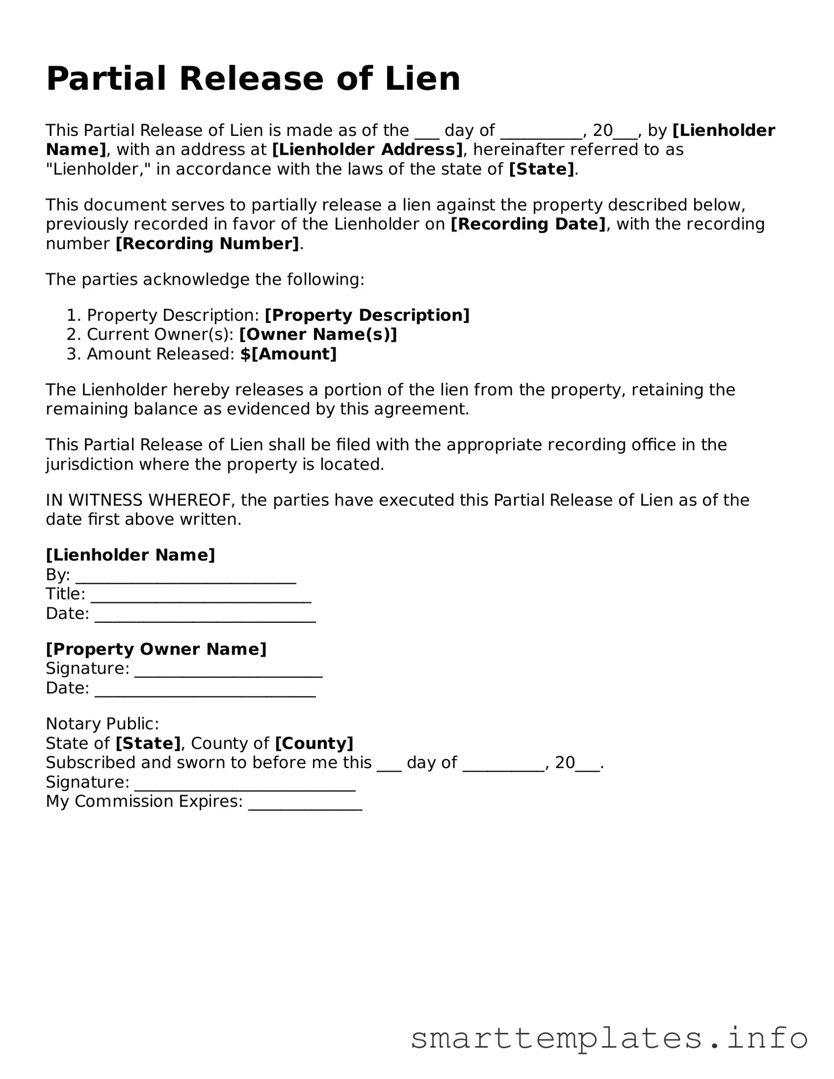 Attorney-Approved Partial Release of Lien Template