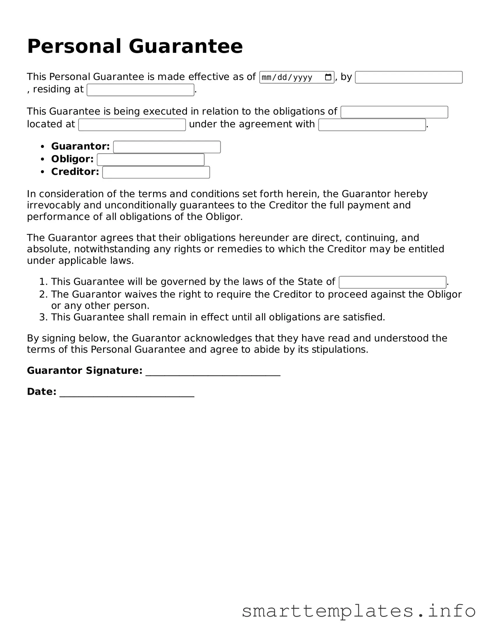 Attorney-Approved Personal Guarantee Template
