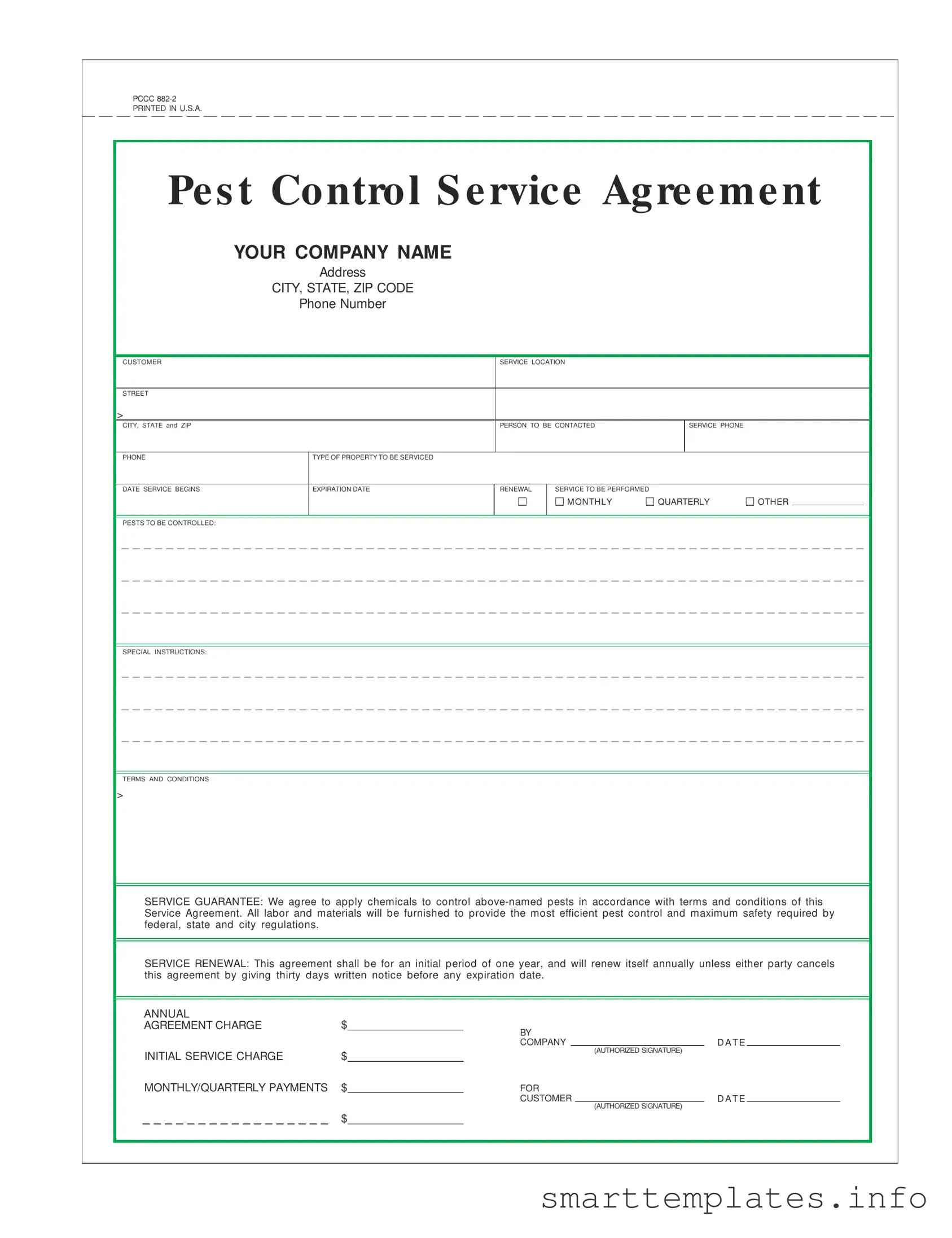 Fill in a Valid Pest Control Contract Form