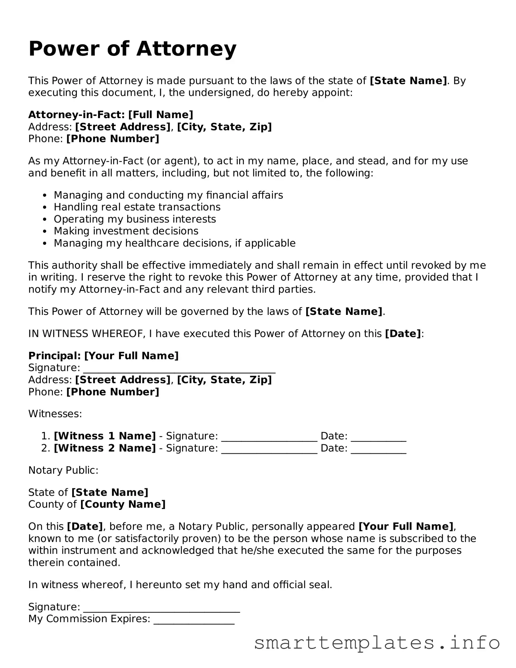 Attorney-Approved Power of Attorney Template