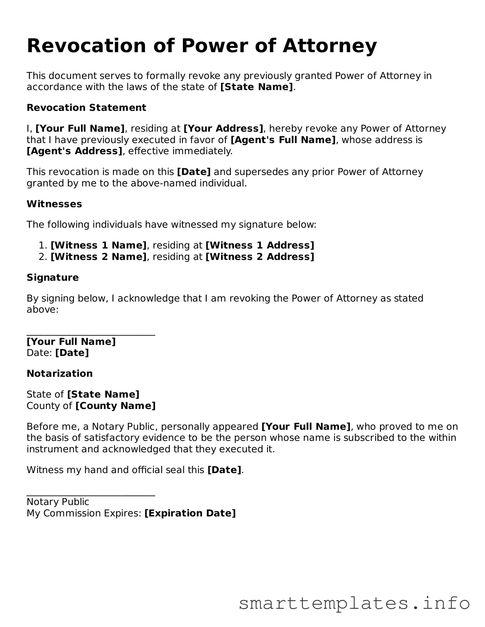 Attorney-Approved Revocation of Power of Attorney Template