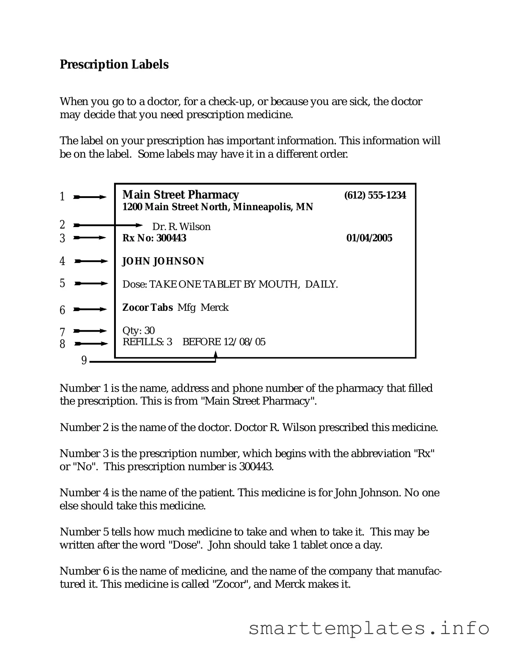 Fill in a Valid Prescription Label Form