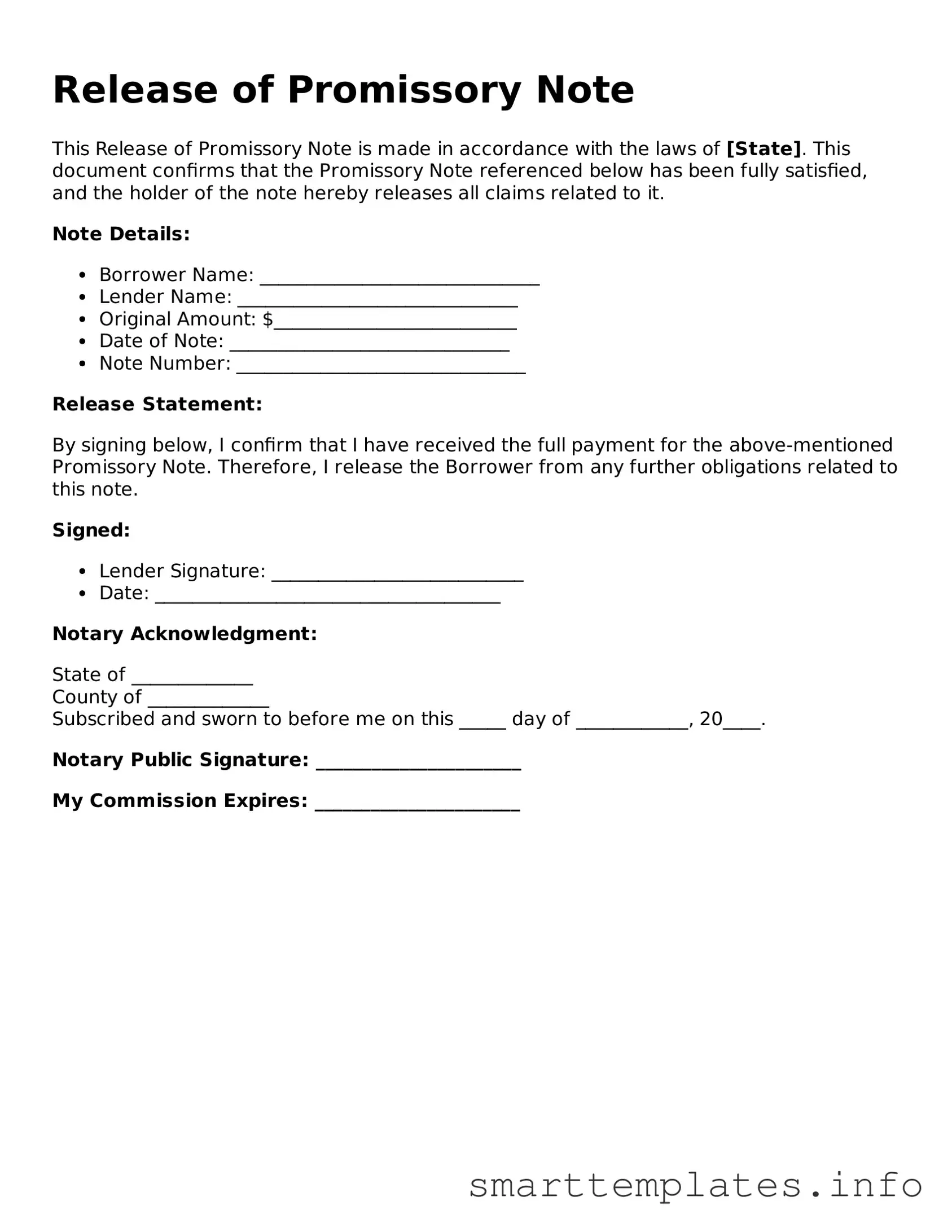 Attorney-Approved Release of Promissory Note Template