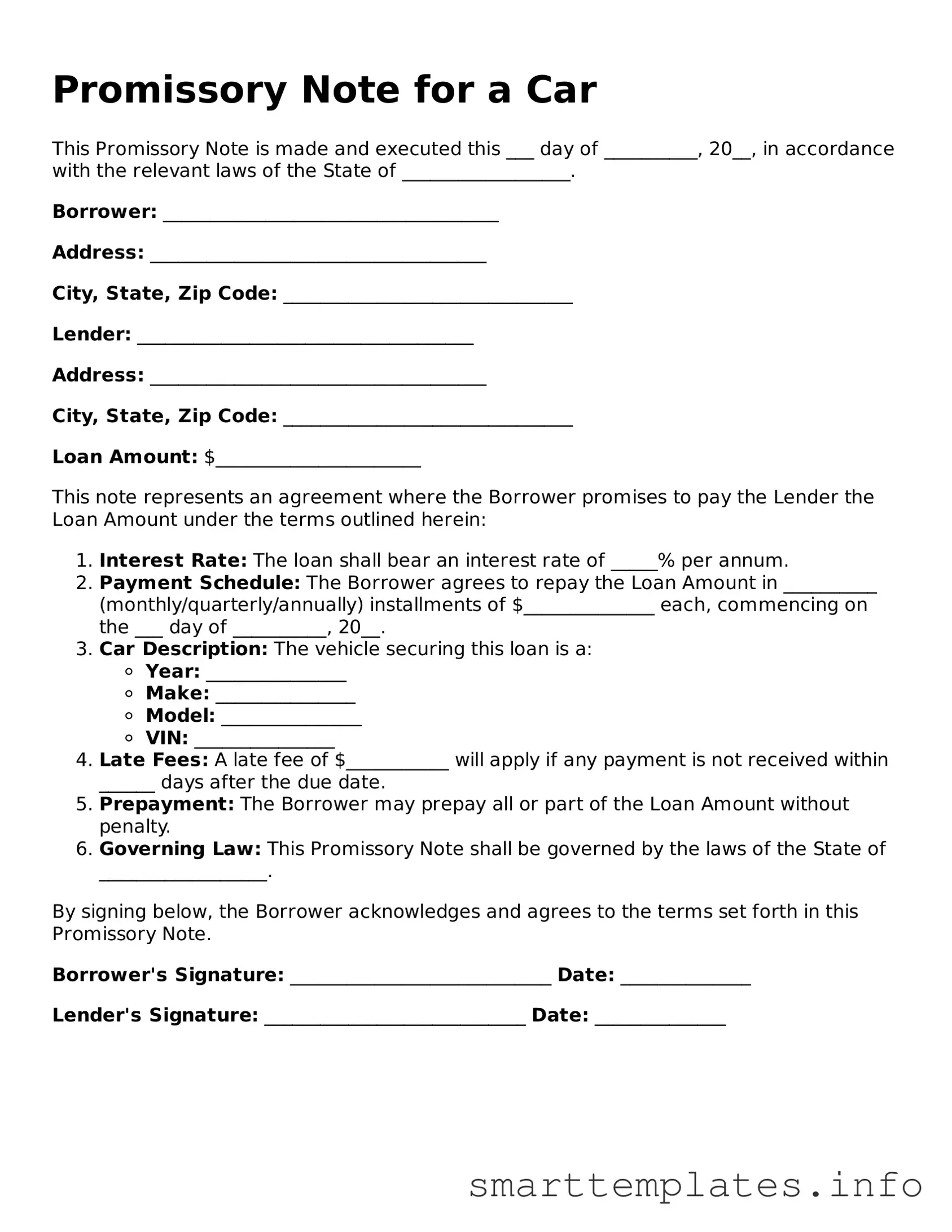 Attorney-Approved Promissory Note for a Car Template