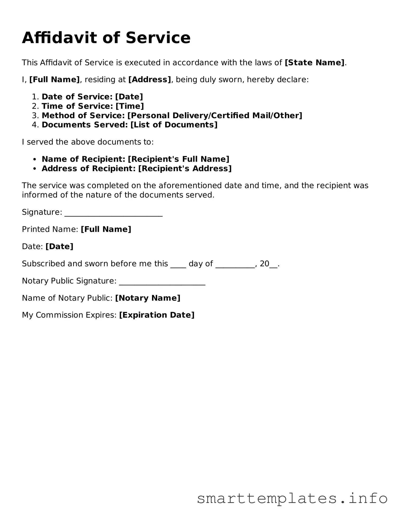 Attorney-Approved Affidavit of Service Template
