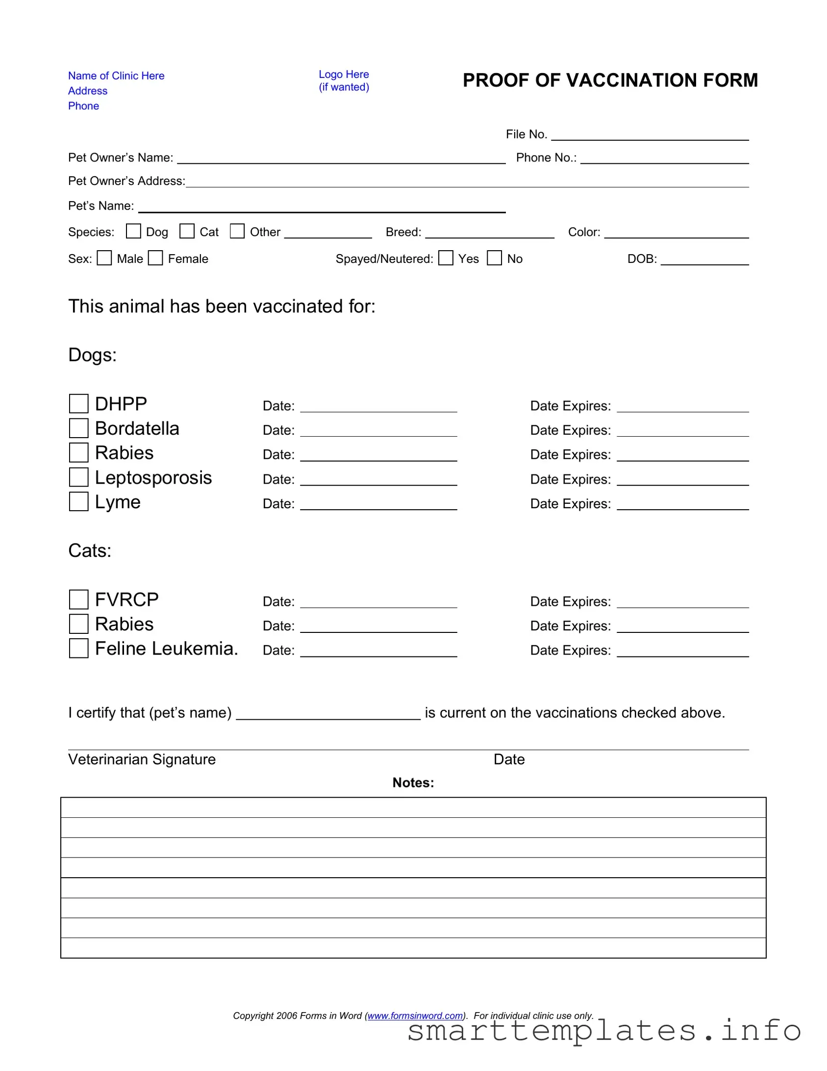 Fill in a Valid Proof Of Vaccination Dog Form
