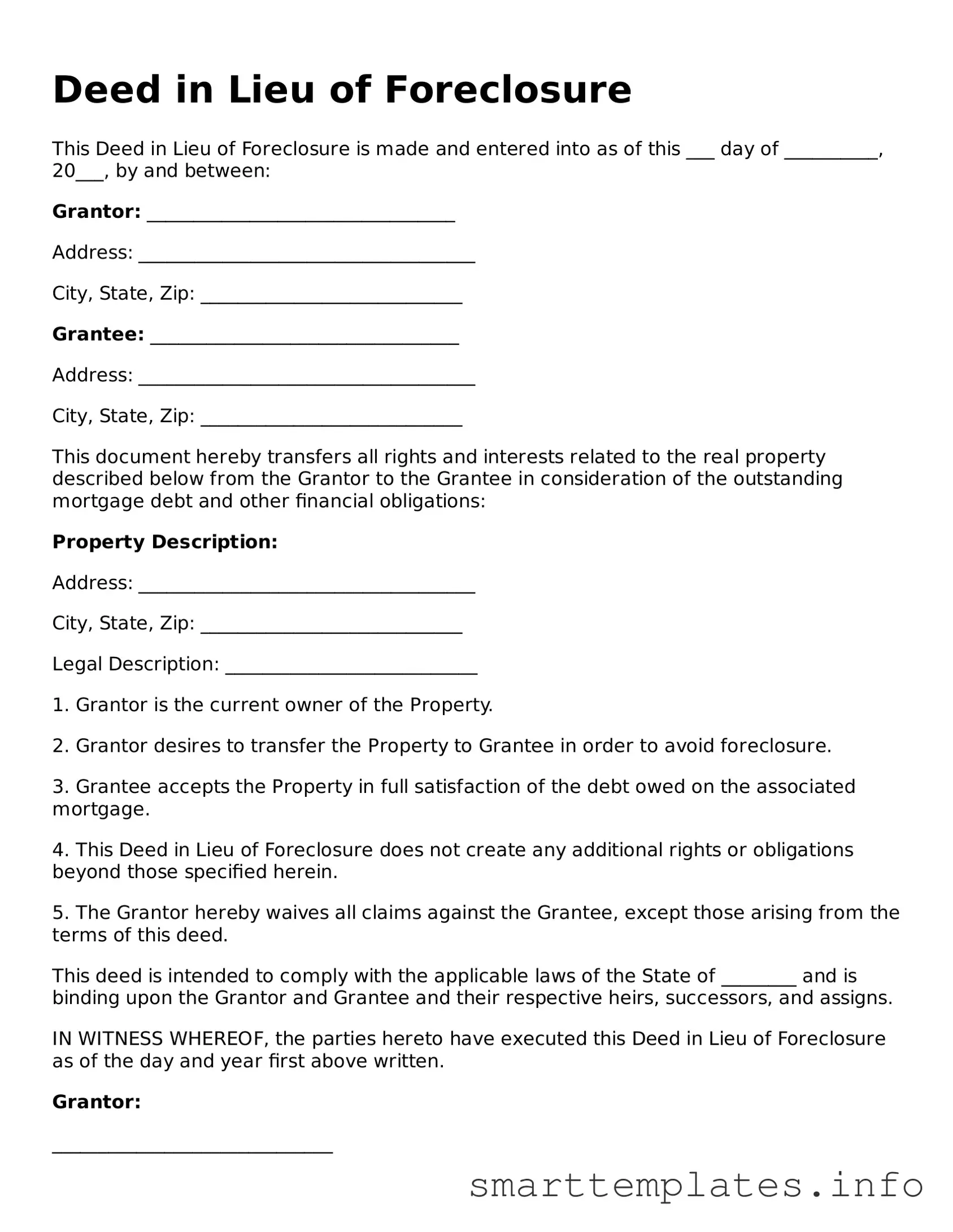 Attorney-Approved Deed in Lieu of Foreclosure Template