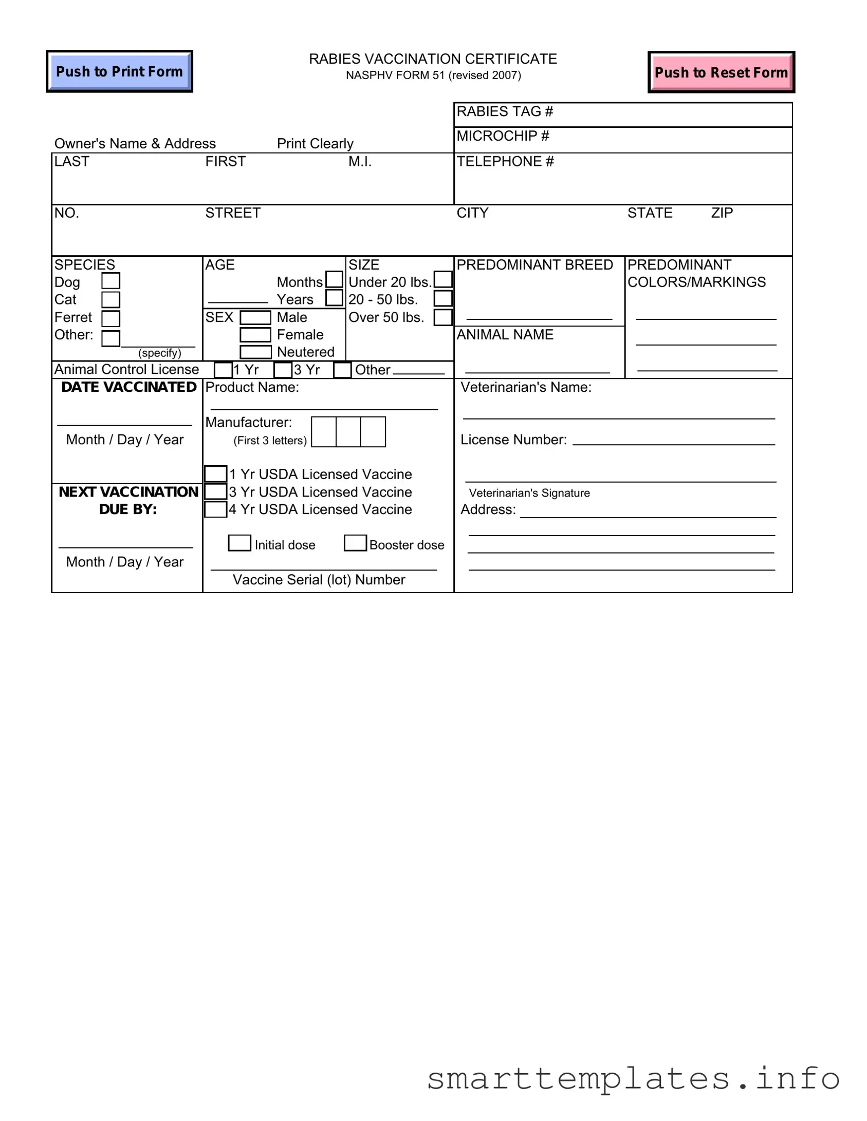 Fill in a Valid Rabies Certificate Form
