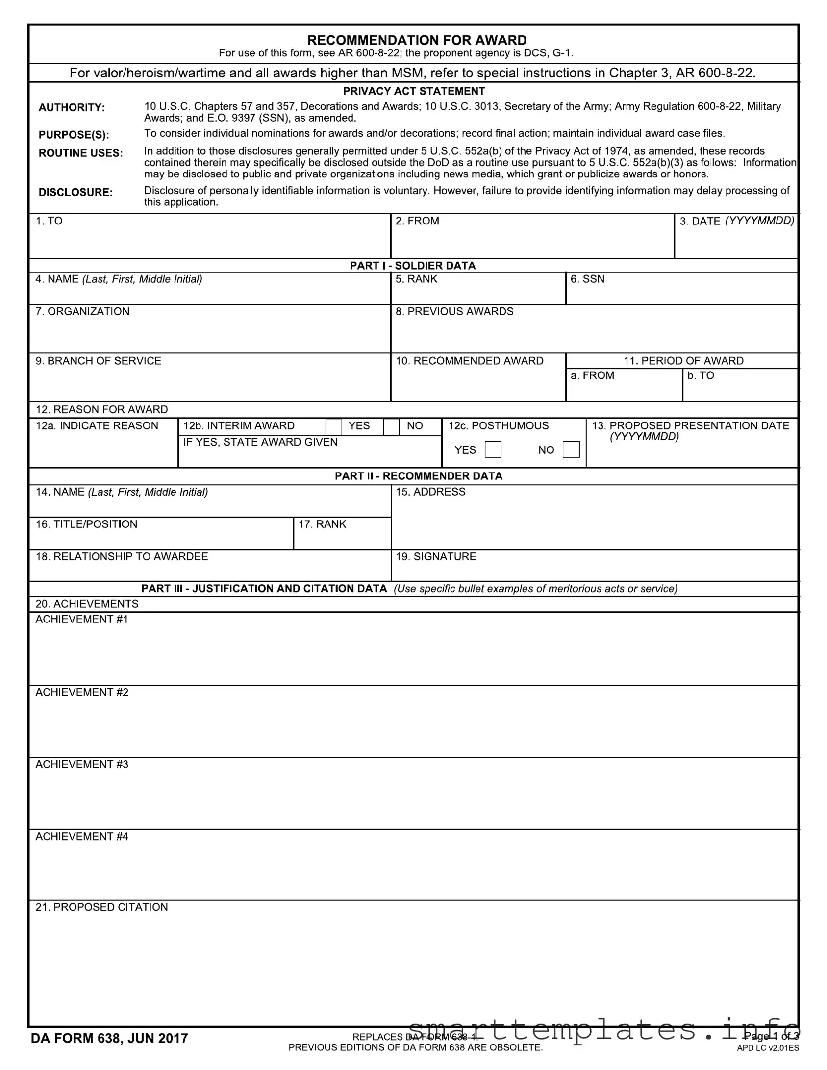 Fill in a Valid Da 638 Form