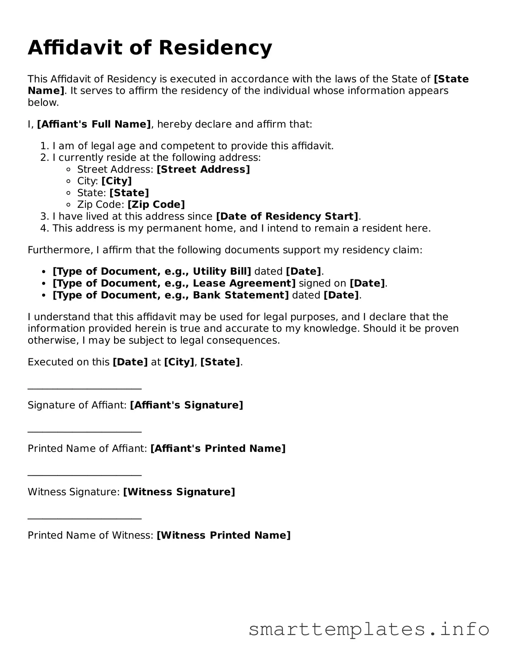 Attorney-Approved Affidavit of Residency Template