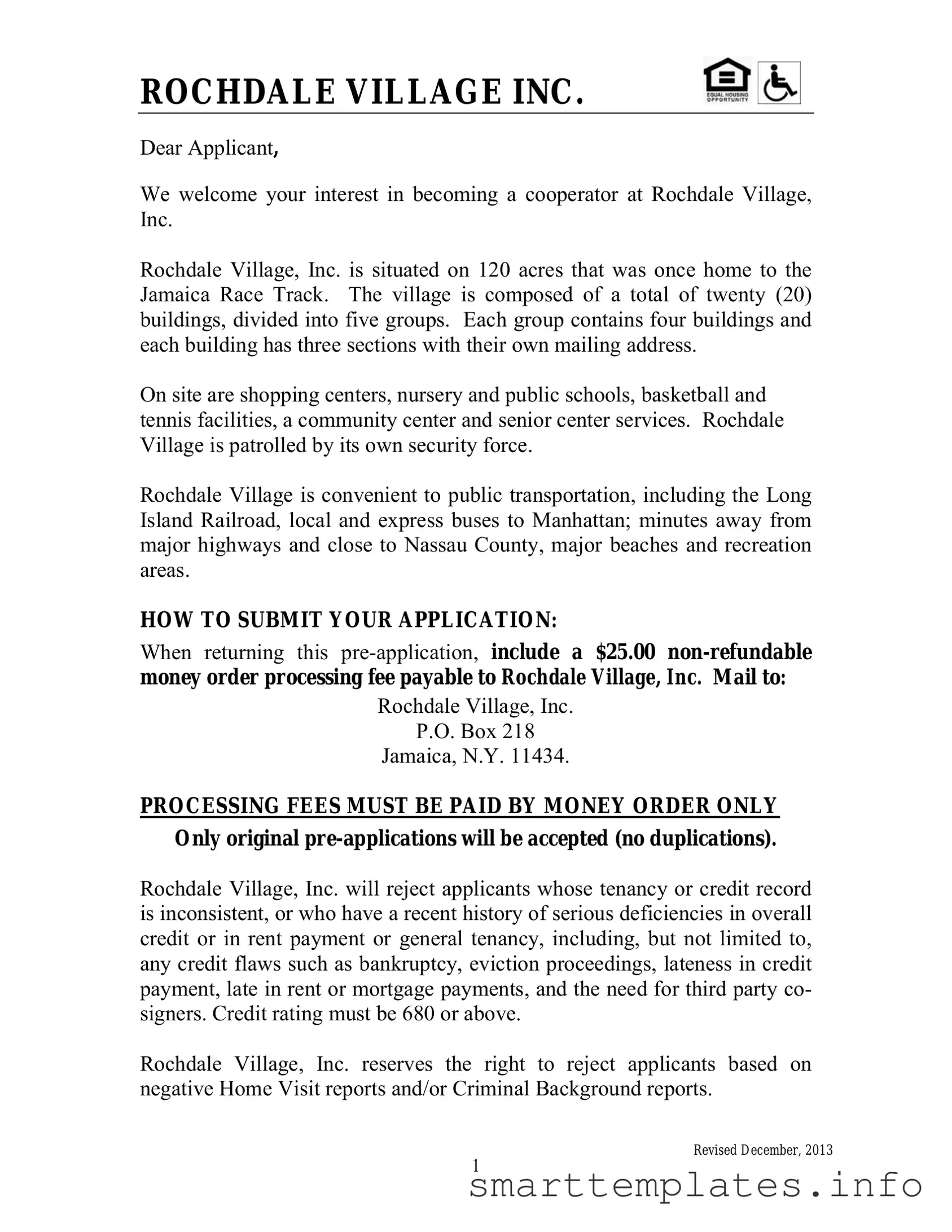 Fill in a Valid Rochdale village application Form