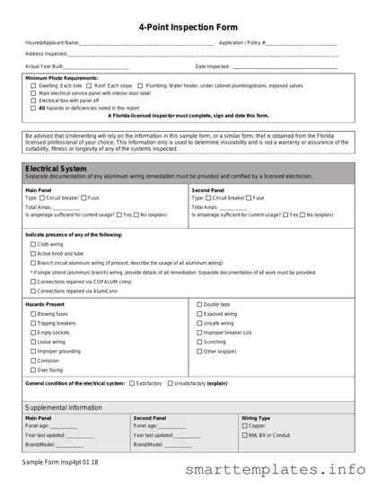 Fill in a Valid 4 Point Inspection Form