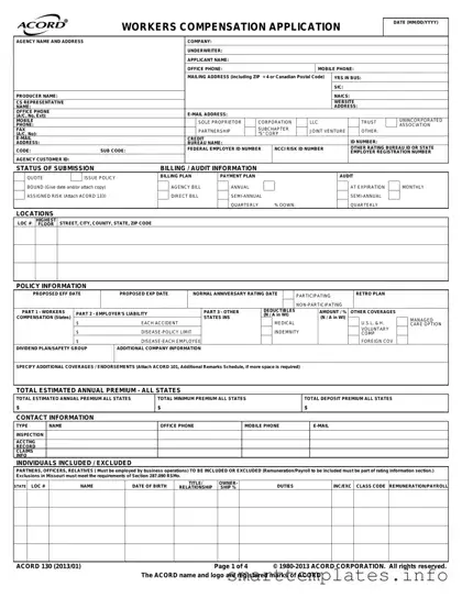 Fill in a Valid Acord 130 Form