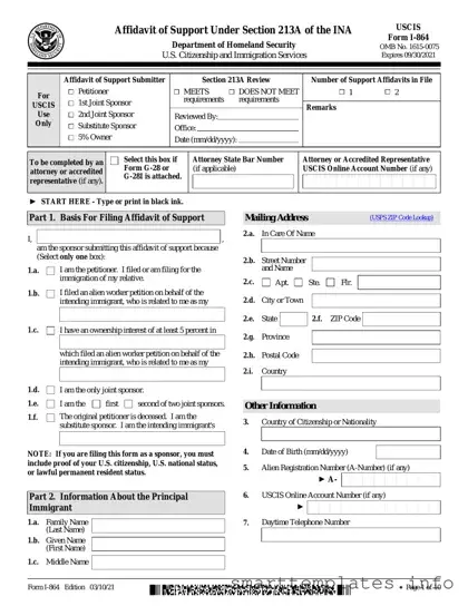 Fill in a Valid USCIS I-864 Form