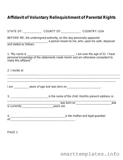 Fill in a Valid Affidavit Parental Rights Form